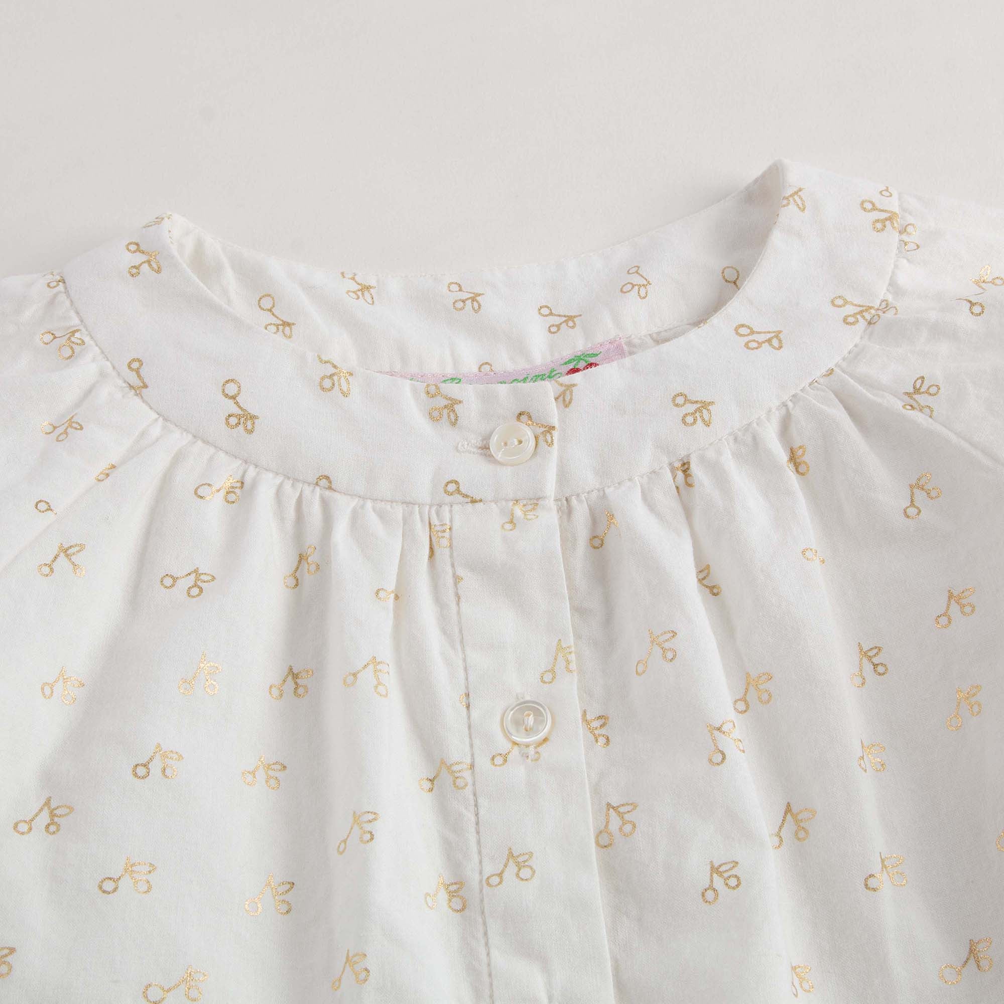 Girls White With Gold Cherry Pyjama - CÉMAROSE | Children's Fashion Store - 7