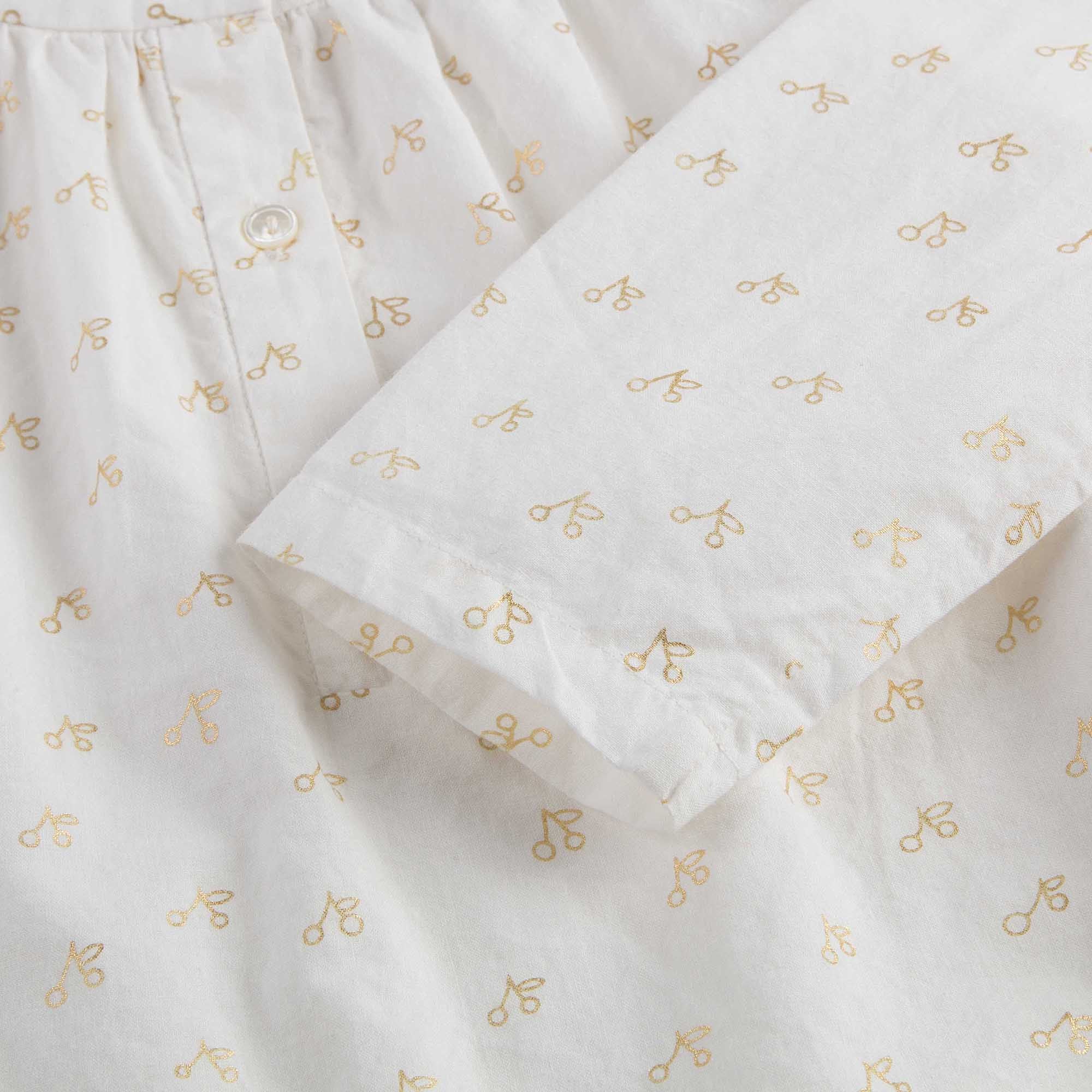 Girls White With Gold Cherry Pyjama - CÉMAROSE | Children's Fashion Store - 8