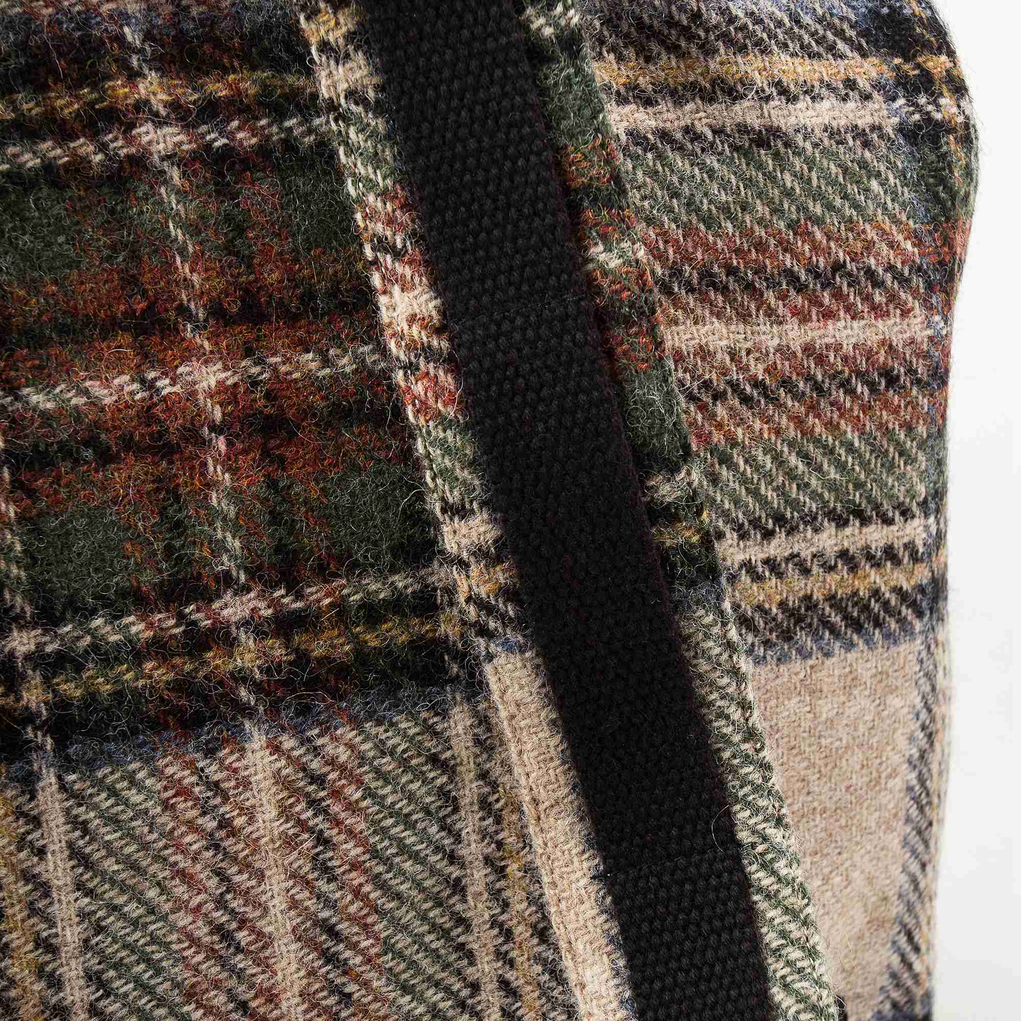 Beige Check Wool Backpack