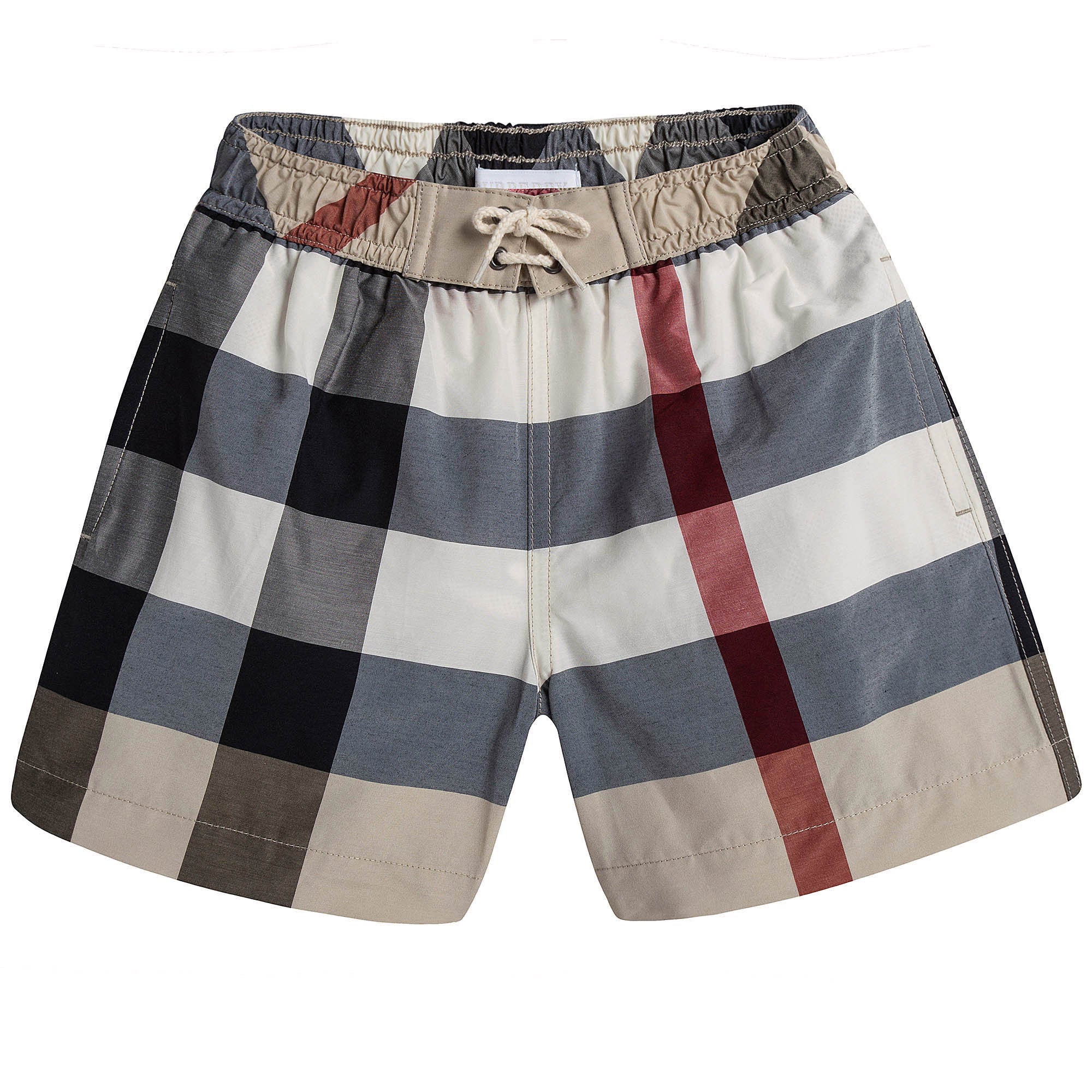 Boys Beige Check Swim Shorts - CÉMAROSE | Children's Fashion Store - 1