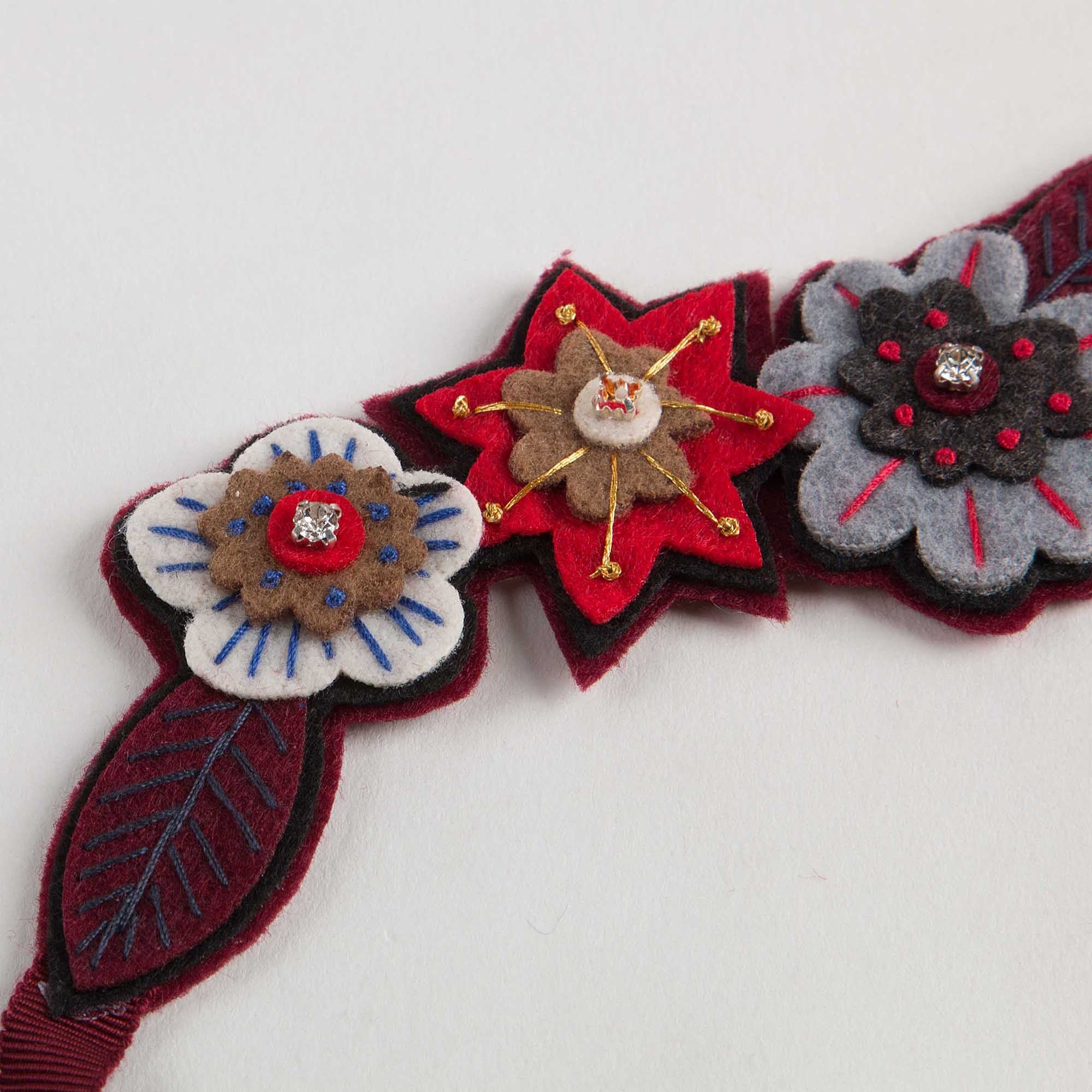 Girls Red Embroidered Hair Band - CÉMAROSE | Children's Fashion Store - 2