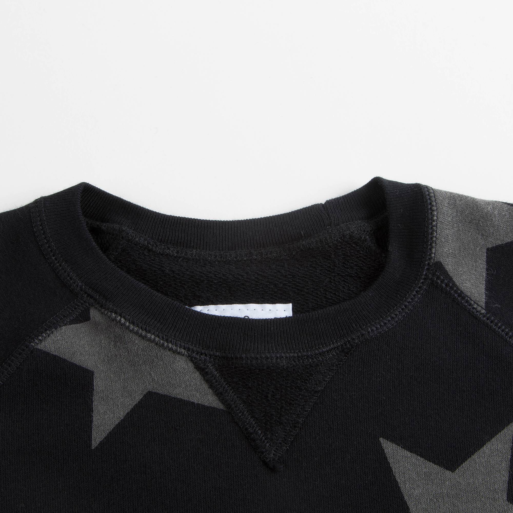 Boys Black Cotton Star Sweatshirt