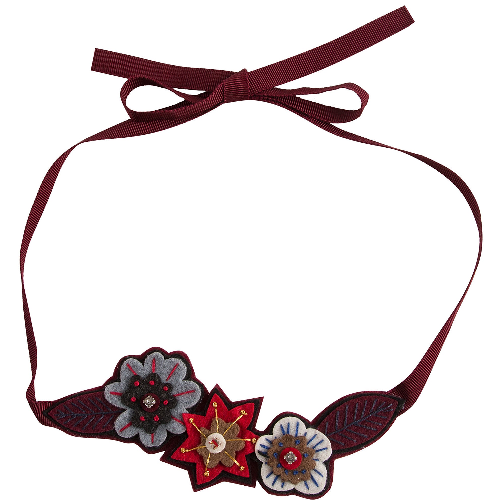 Girls Red Embroidered Hair Band - CÉMAROSE | Children's Fashion Store - 1