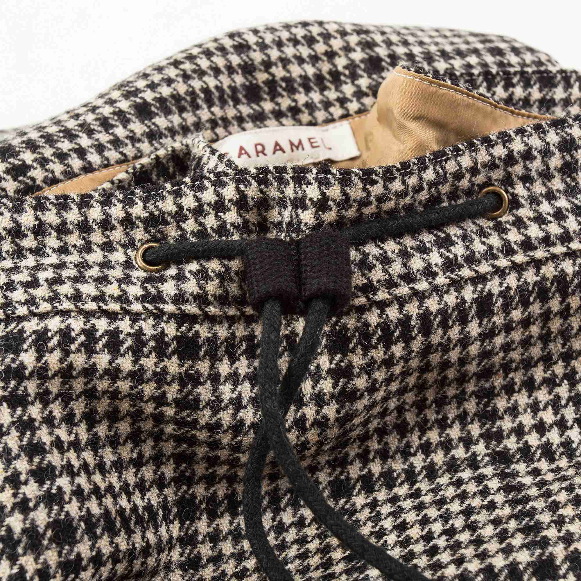 Black Check Wool Backpack