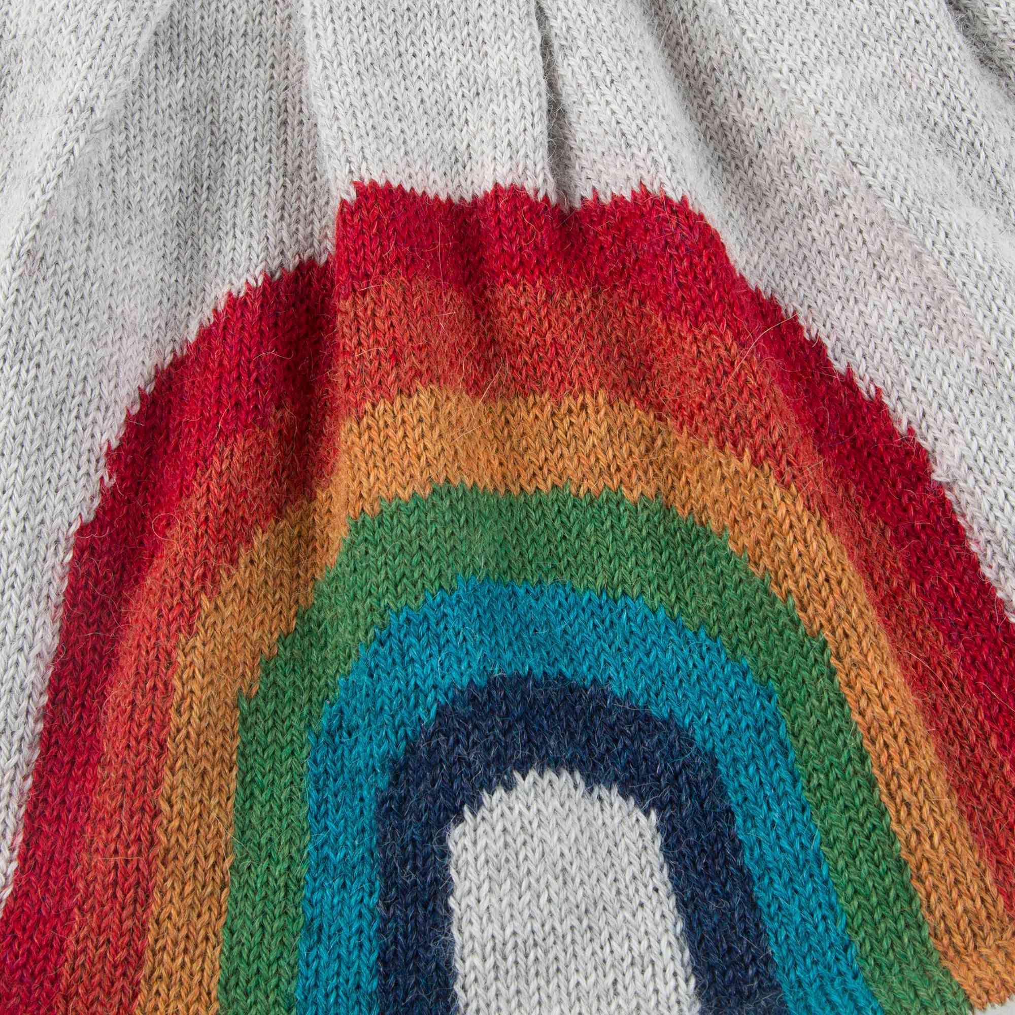 Girls Light Grey Rainbow Alpaca Wool Skirt