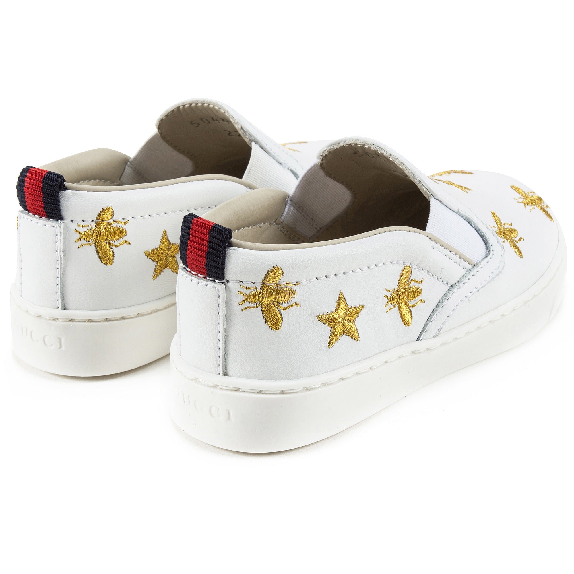 Baby Girls White Bees Embroidered Shoes