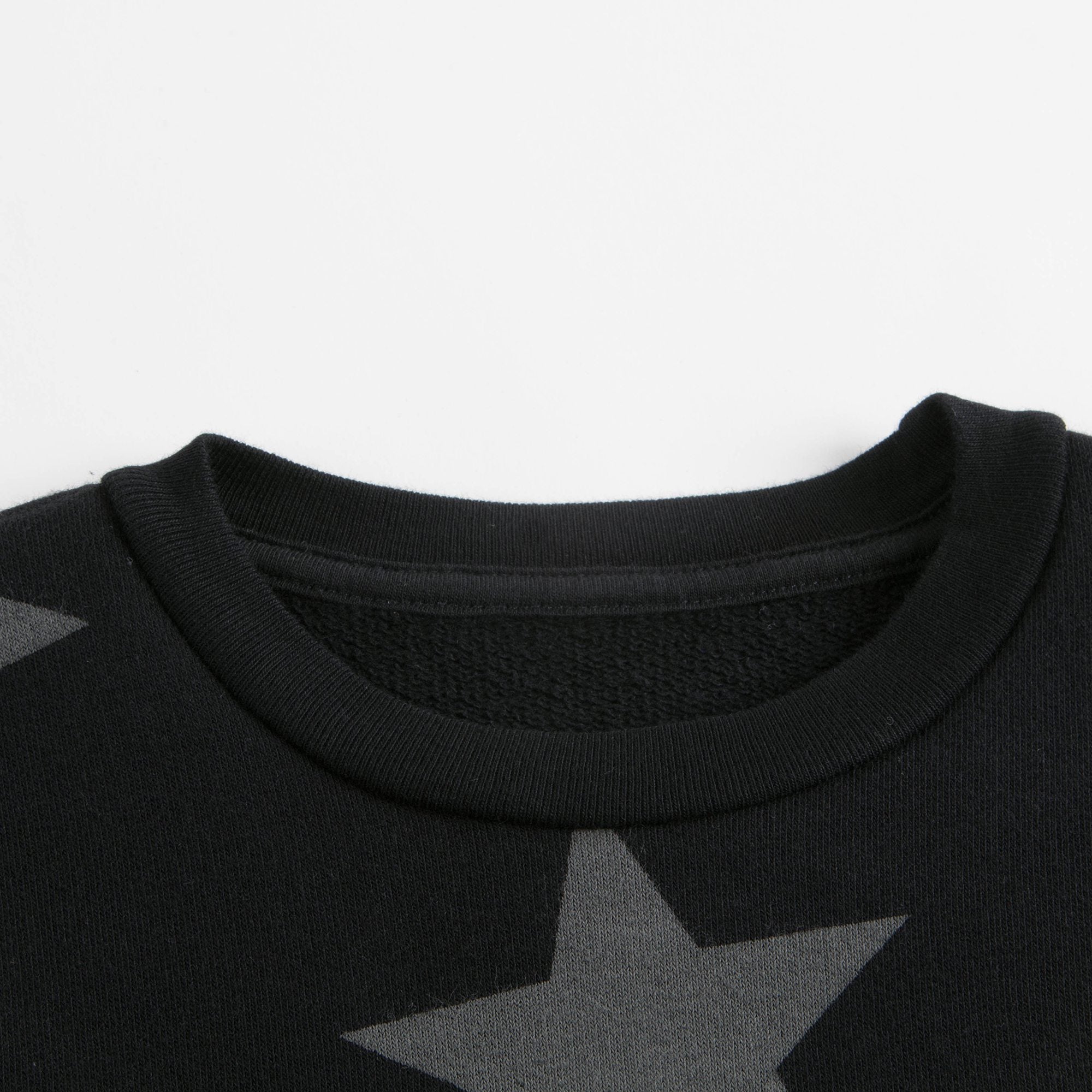 Girls Black Cotton Star Dress