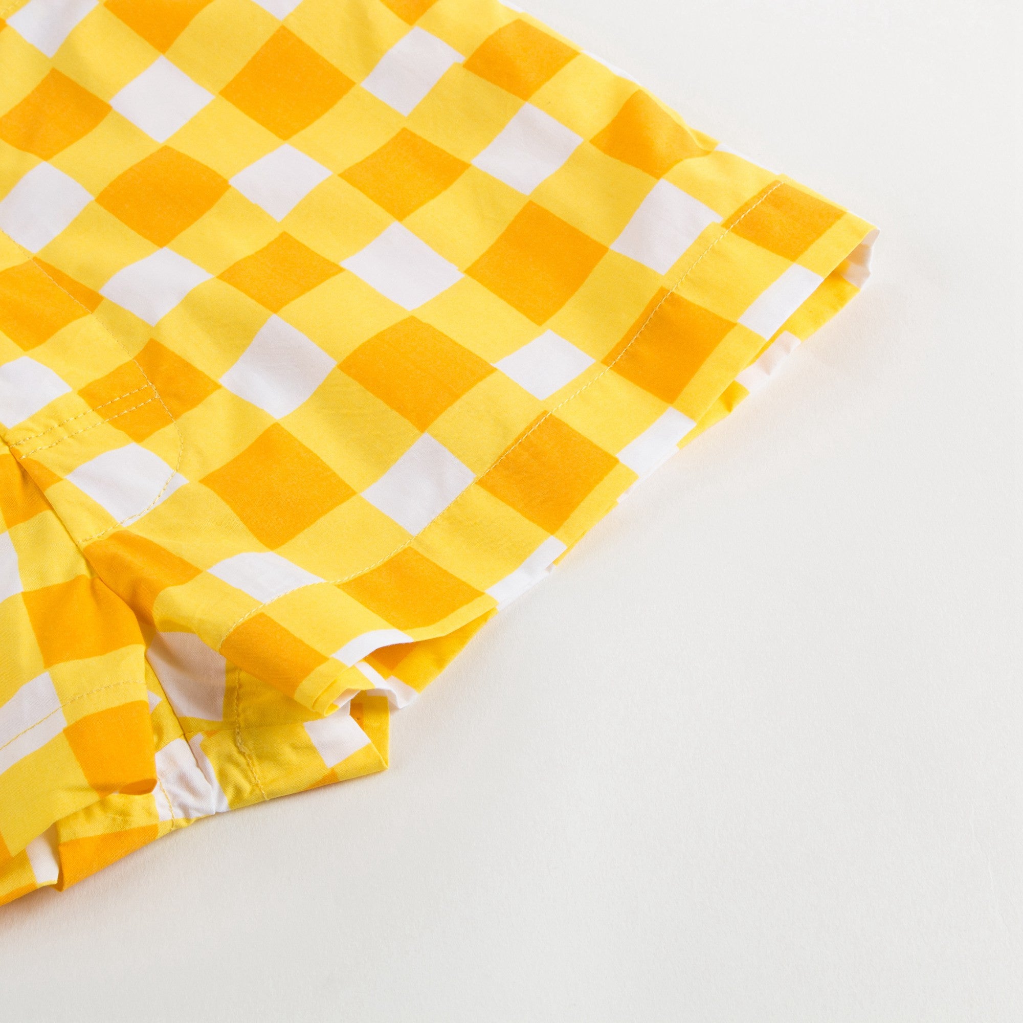 Girls Yellow Checked Shorts