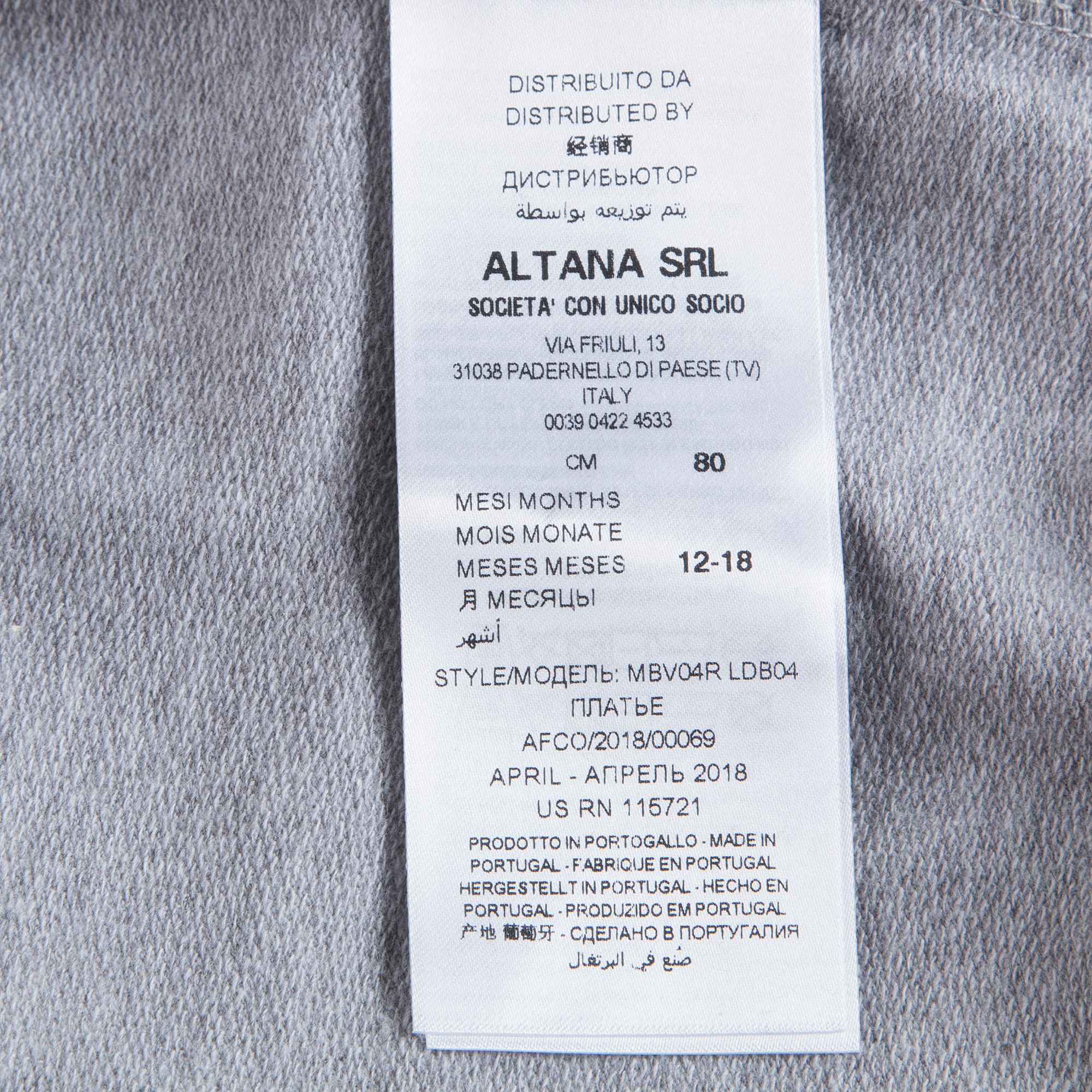 Baby Girls Melange Grey Cotton Dress
