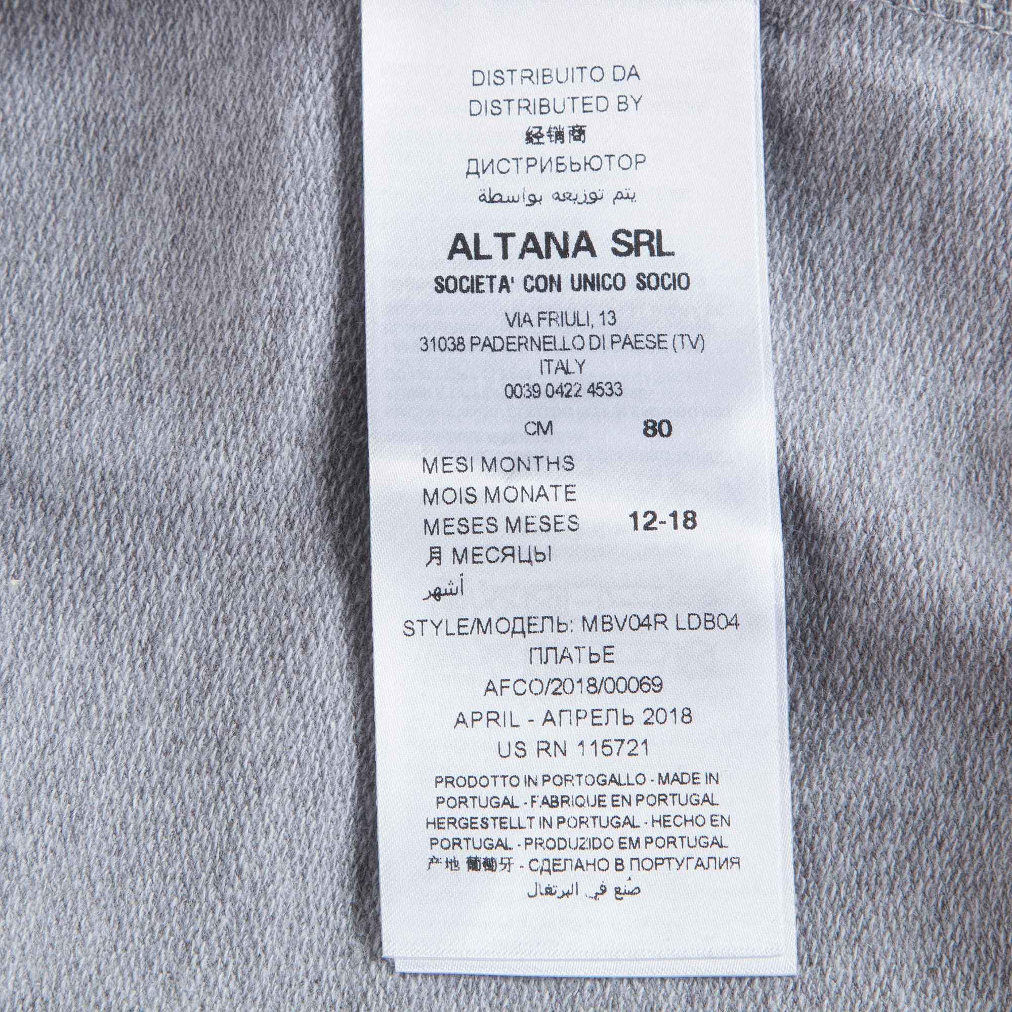 Baby Girls Melange Grey Cotton Dress
