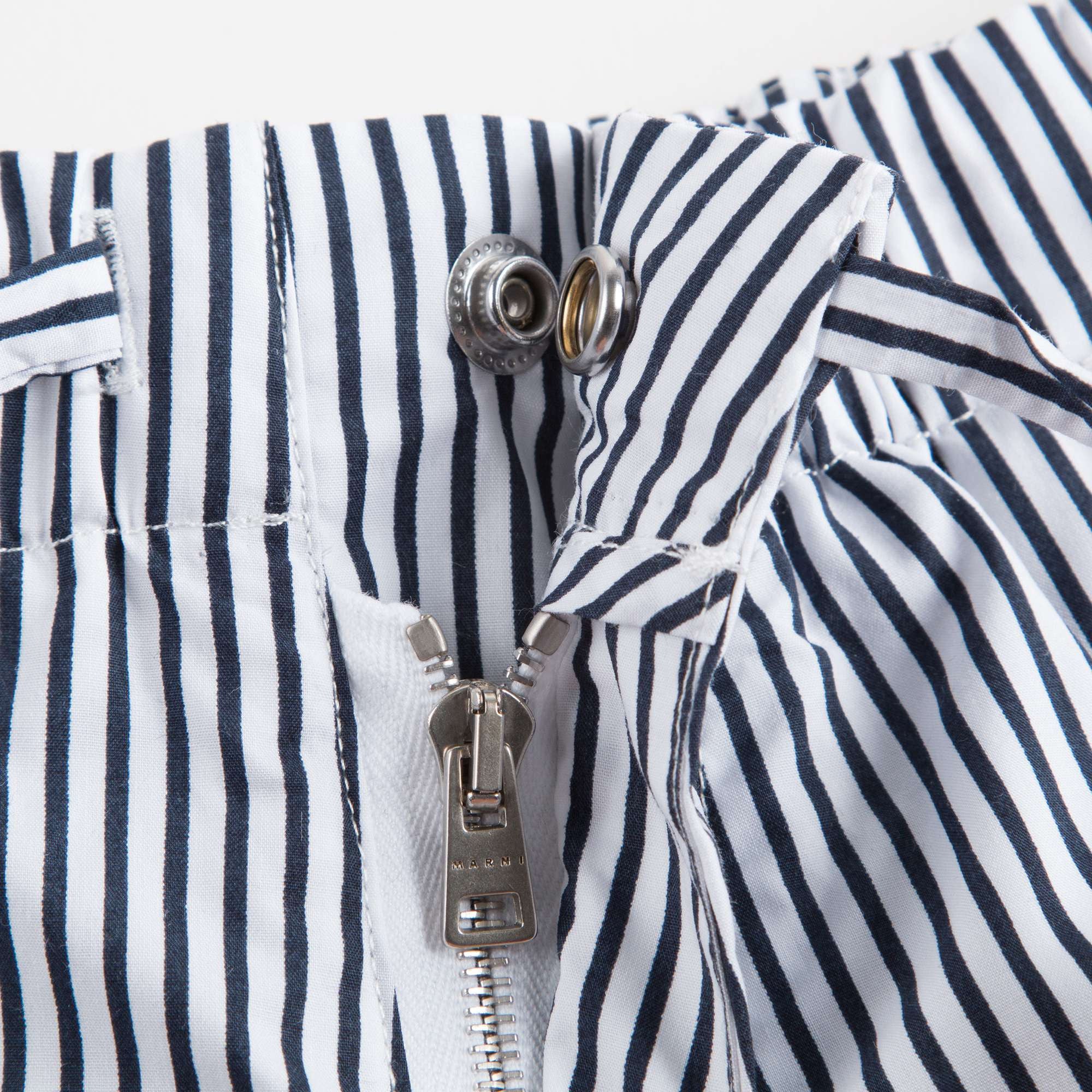 Girls Blue & White Striped Cotton Shorts