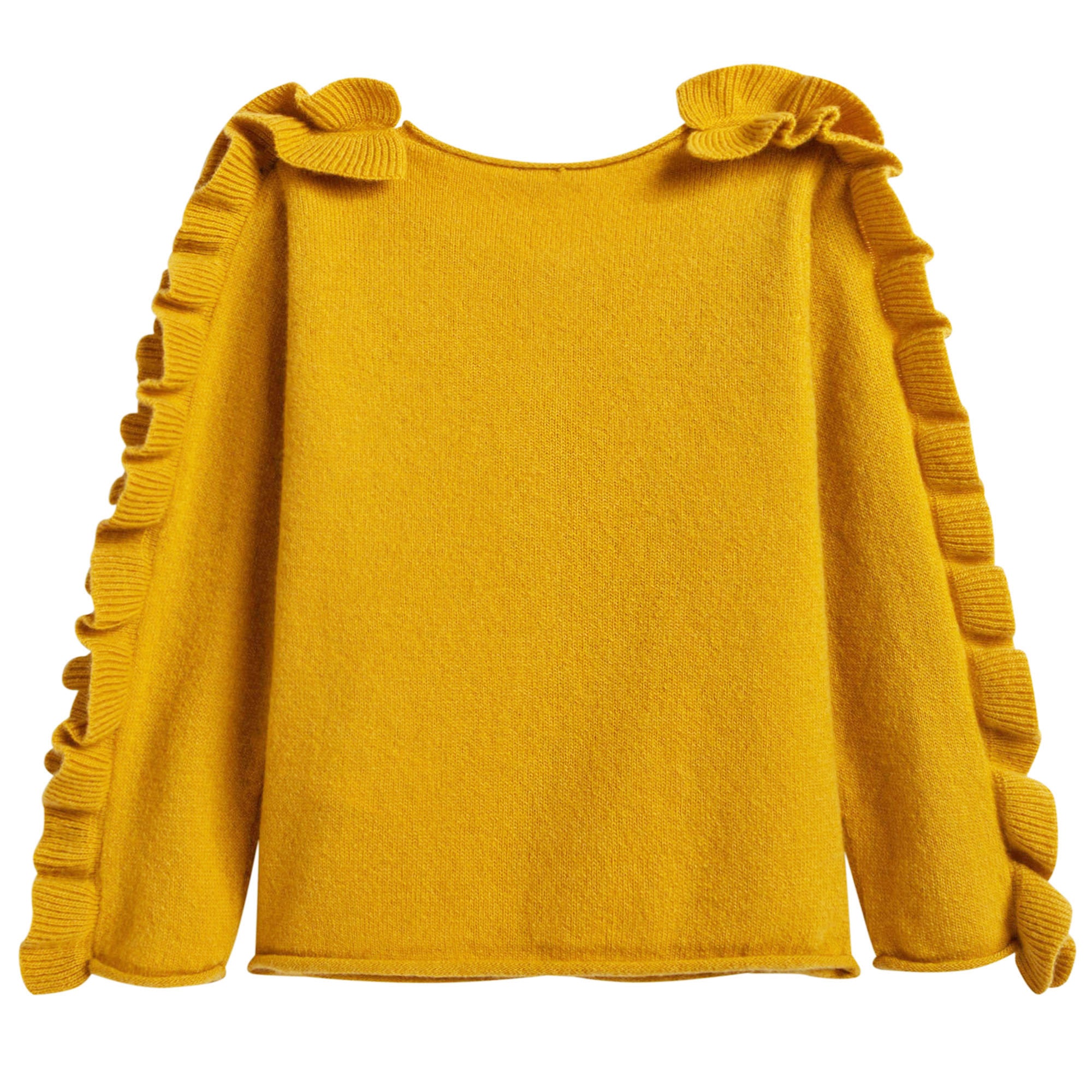 Girls Yellow Knitted Wool Cardigan With Ruffle