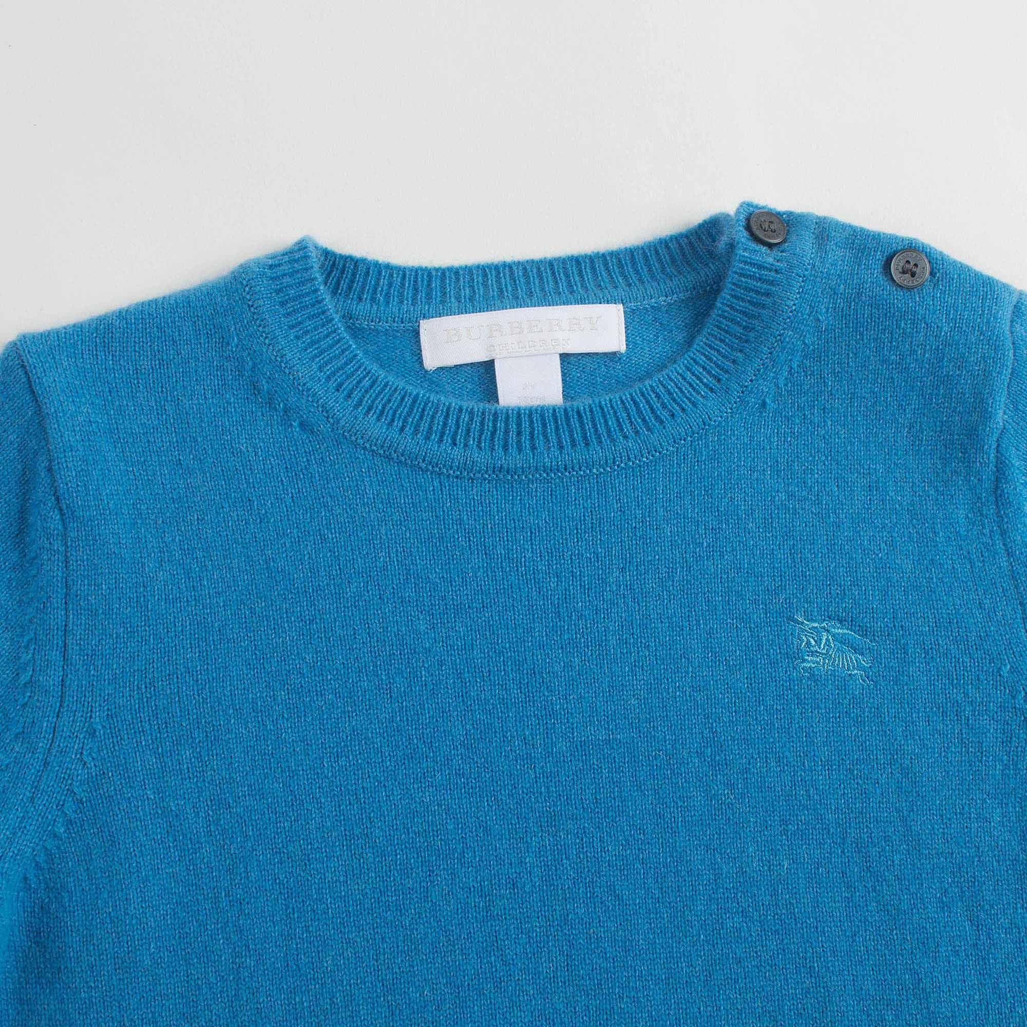 Baby Boys Light Blue Cashmere Knitted Sweater - CÉMAROSE | Children's Fashion Store - 6