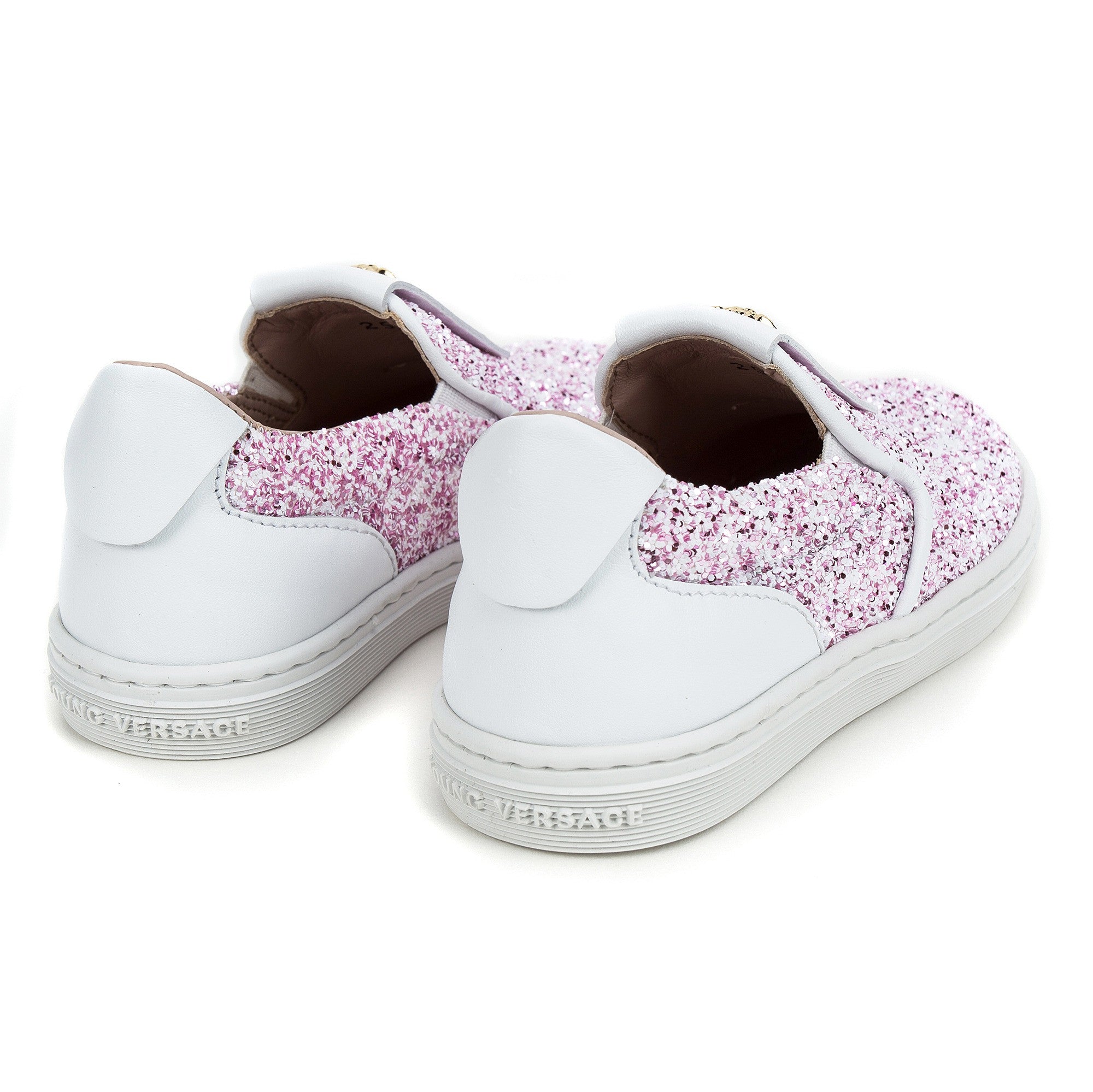 Girls White&Pink Surface Metal Logo Shoes