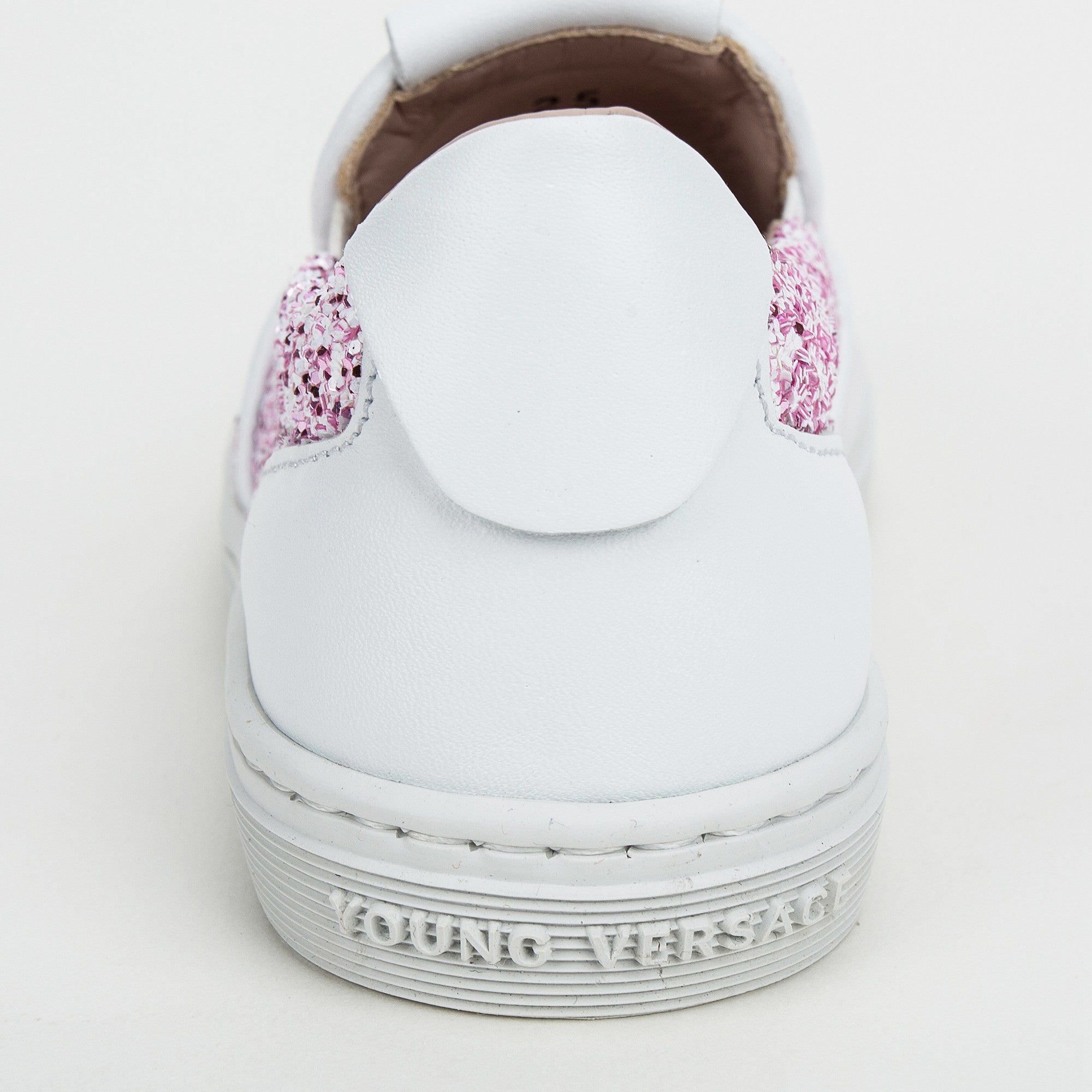 Girls White&Pink Surface Metal Logo Shoes