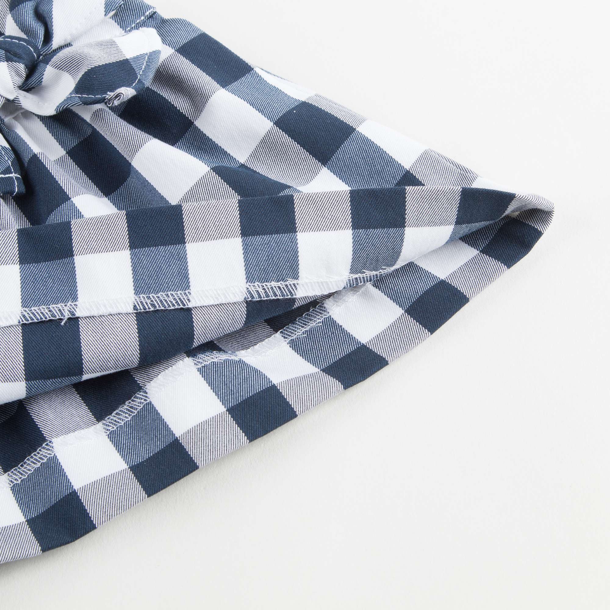 Baby Girls Dark Blue Check Dungarees With Bow