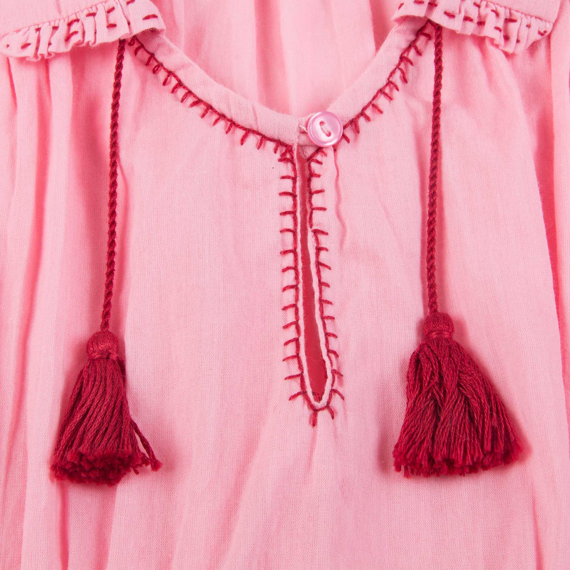 Girls Candy Pink Cotton Woven Dress