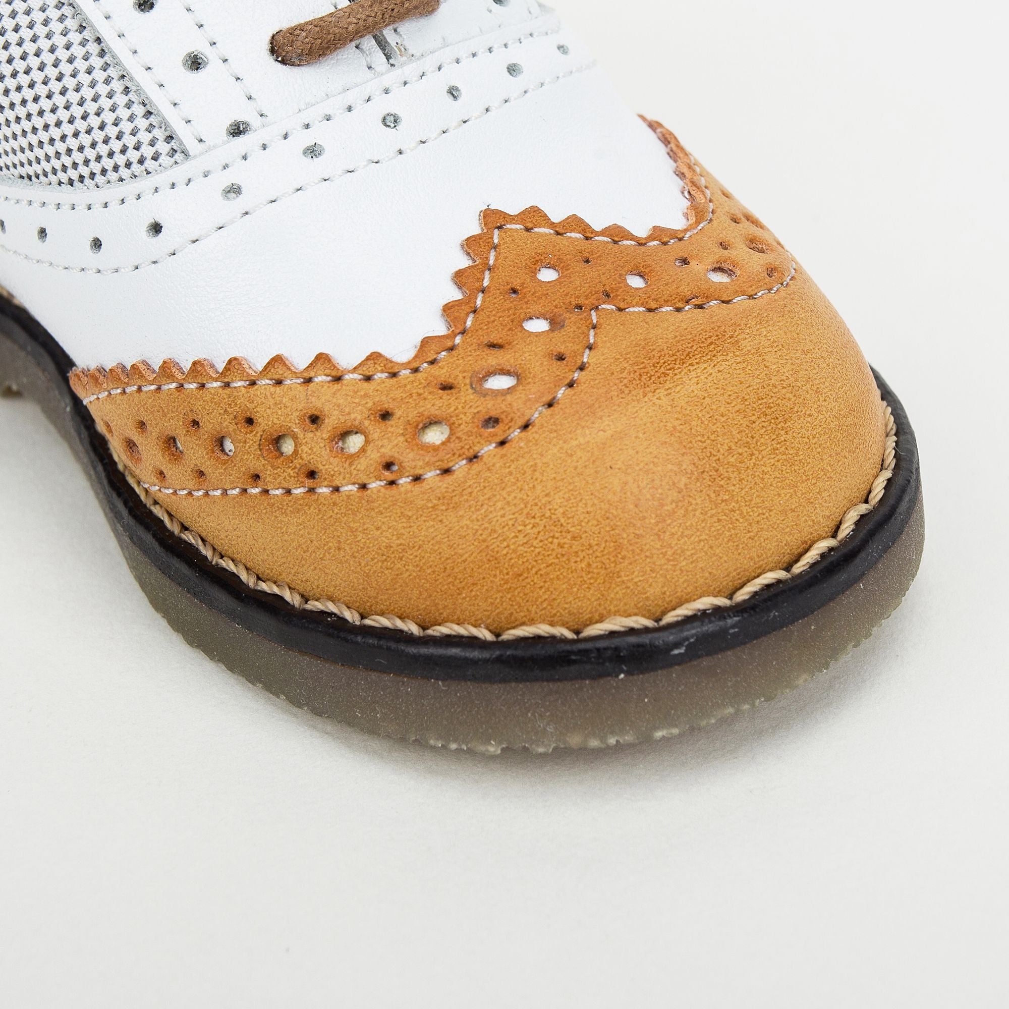 Boys White&Camel Suede Napa Leather Lace-up Shoes