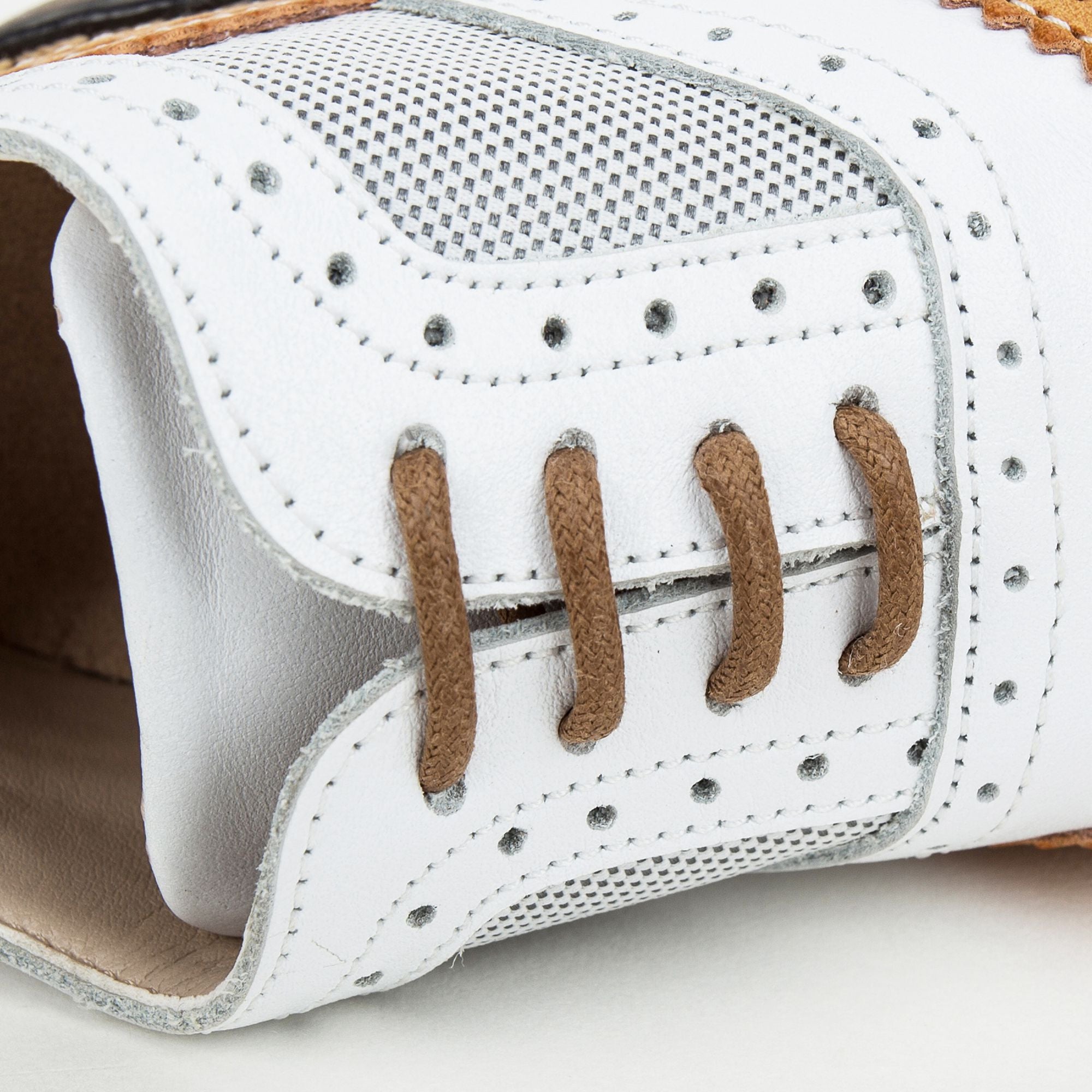 Boys White&Camel Suede Napa Leather Lace-up Shoes