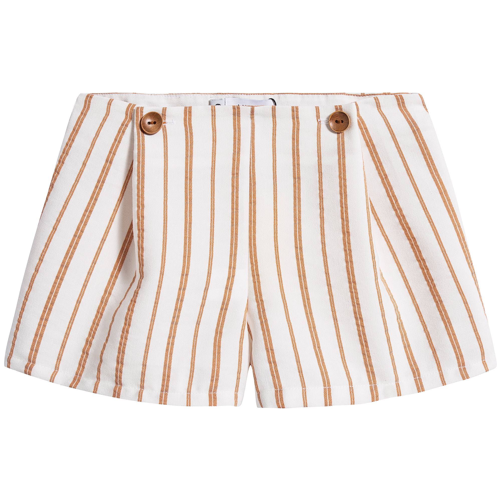 Girls Terracota & White Striped Shorts