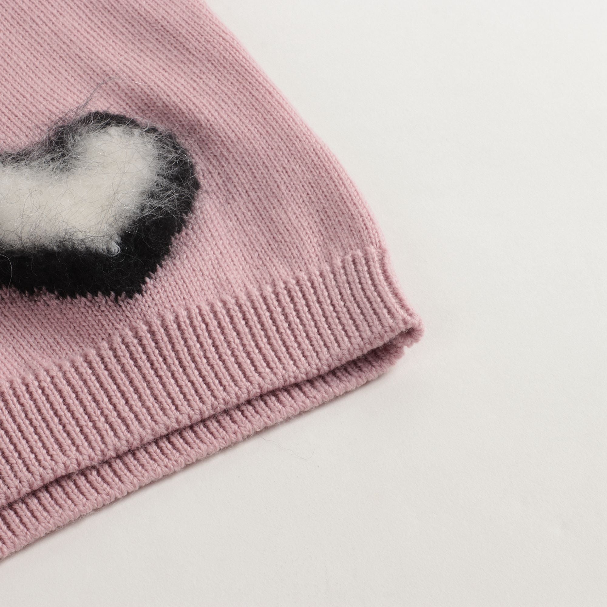 Girls Pink Heart Wool Sweater