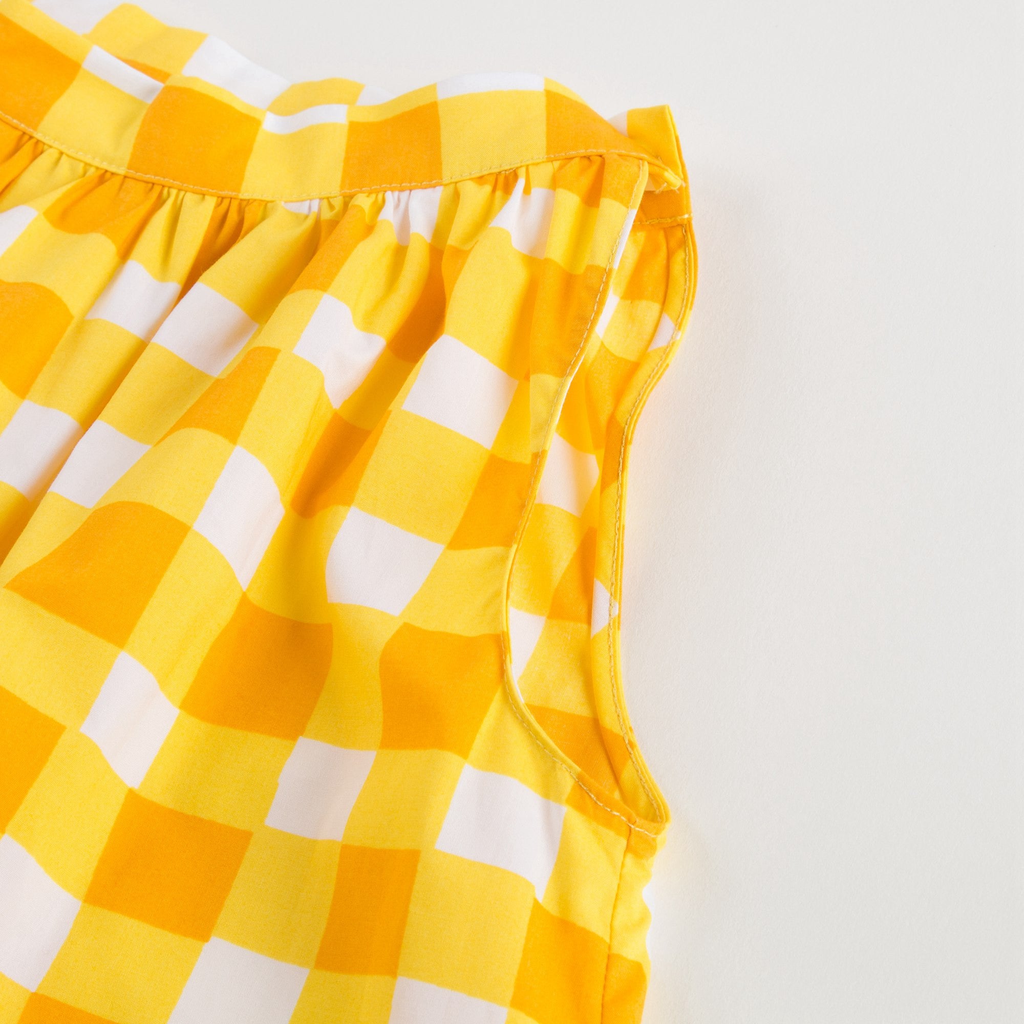 Girls Yellow Checked Dress