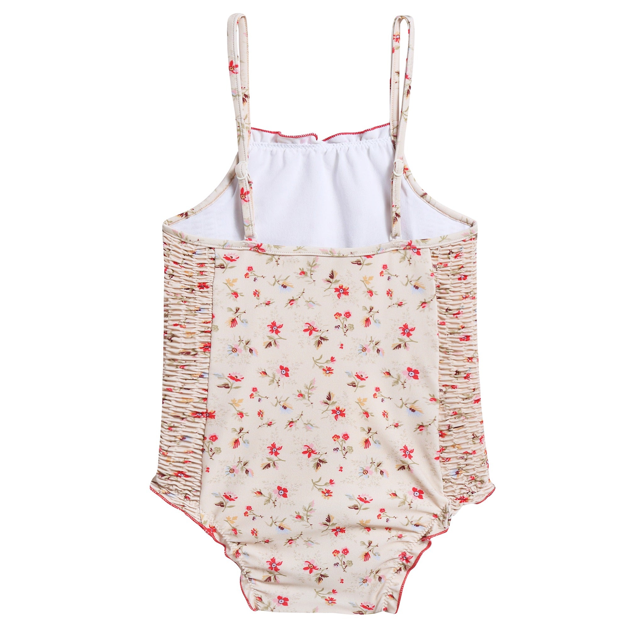 Girls Pink Floral Jersey Swimsuit