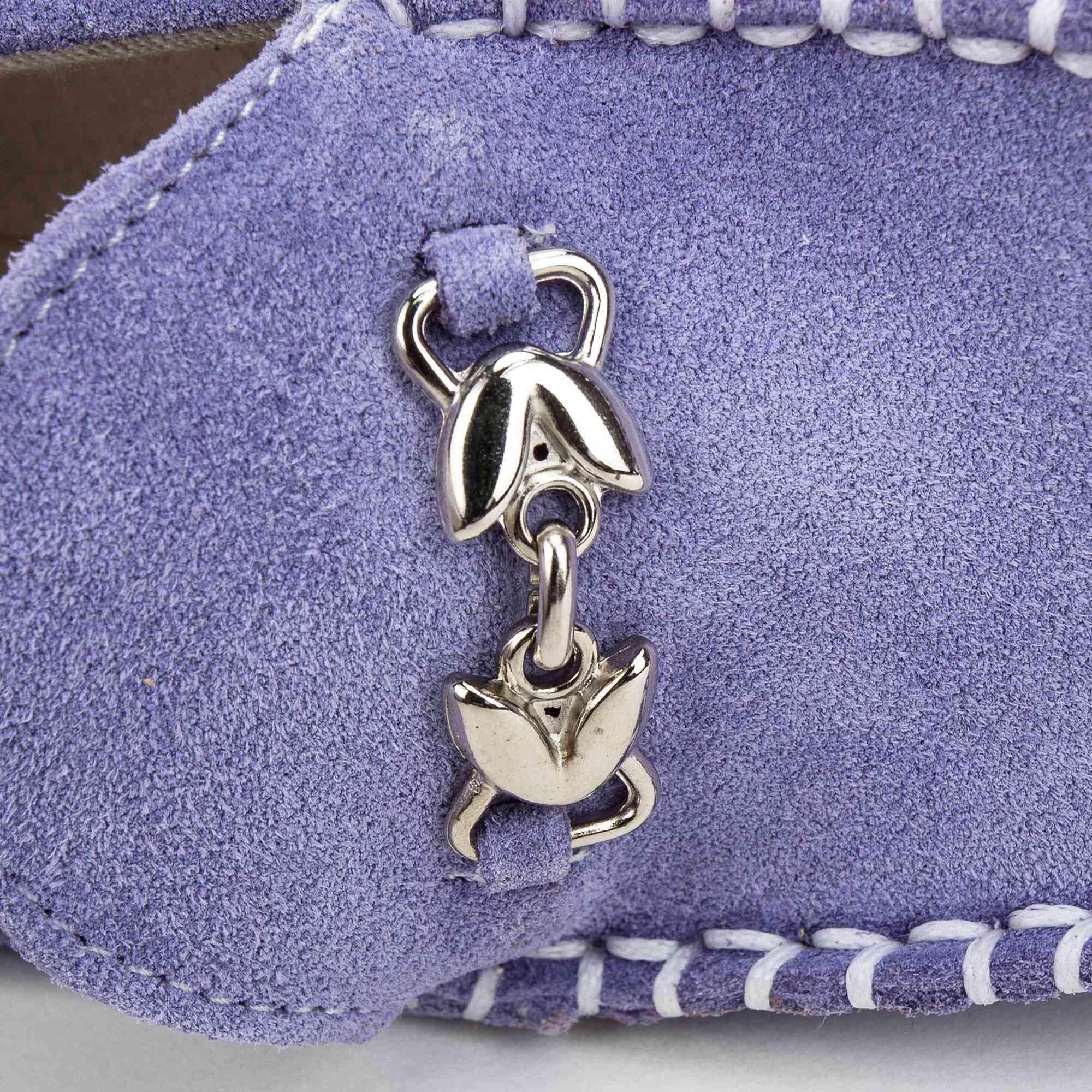 Boys Purple Metallic Buckle Emellished Suede Leather Loafers