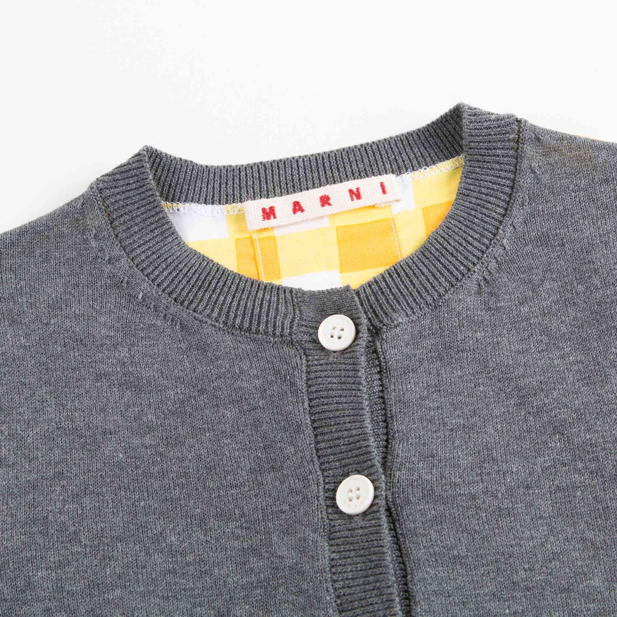Girls Grey & Yellow Check Cardigan