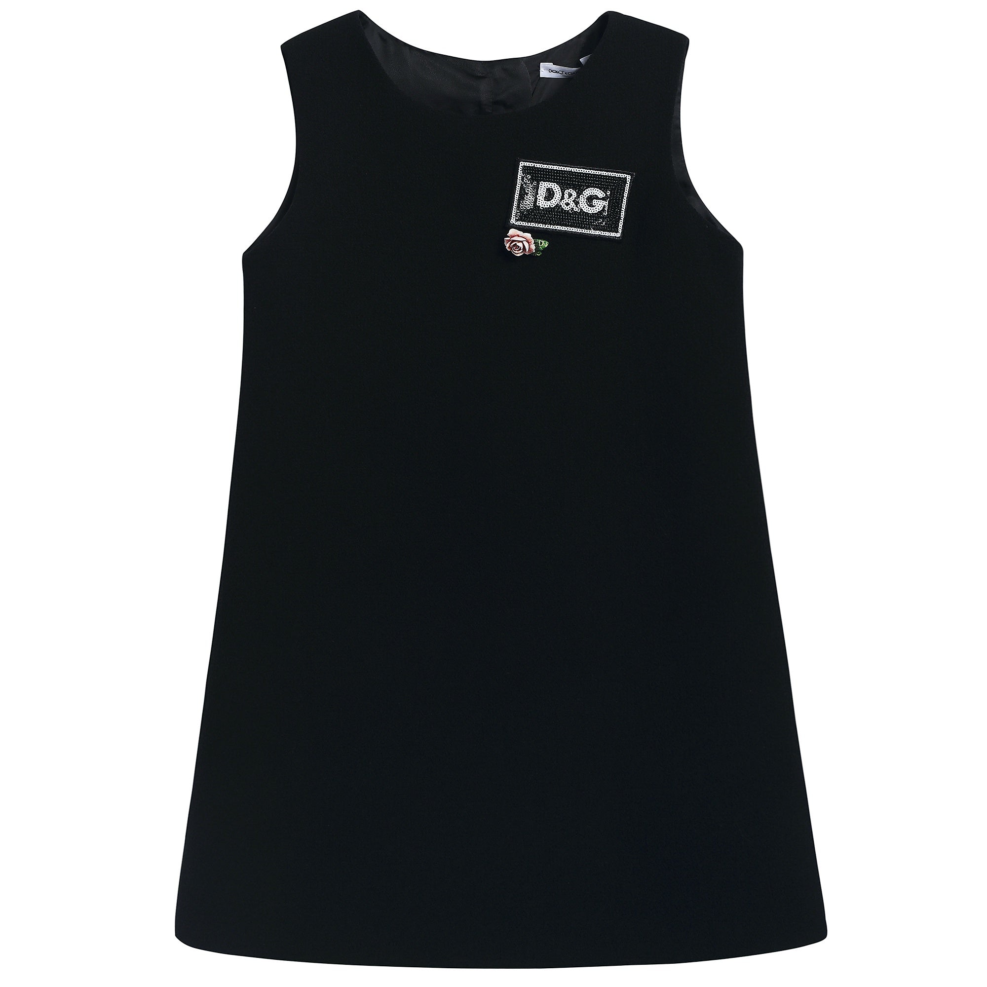 Girls Black "DG" Wool Dress
