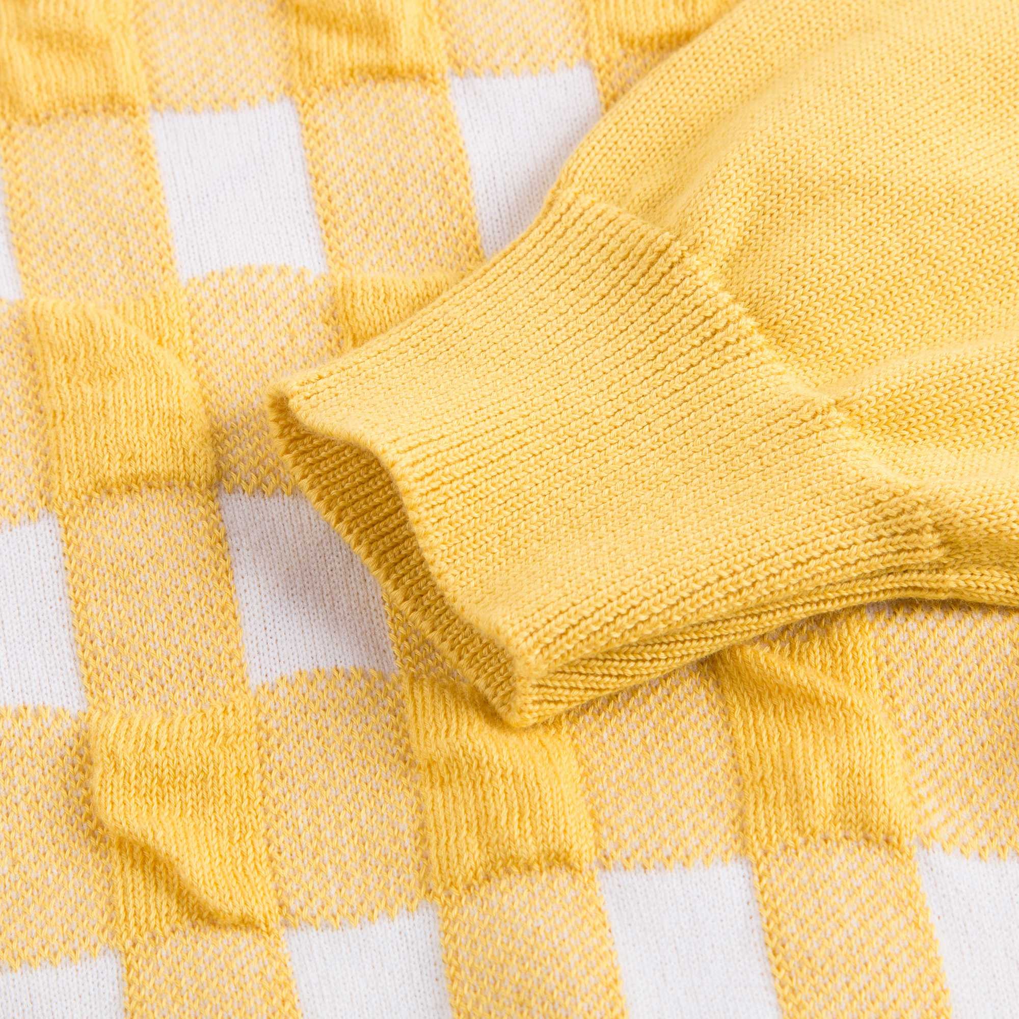 Girls Yellow Checked Knitted Sweater