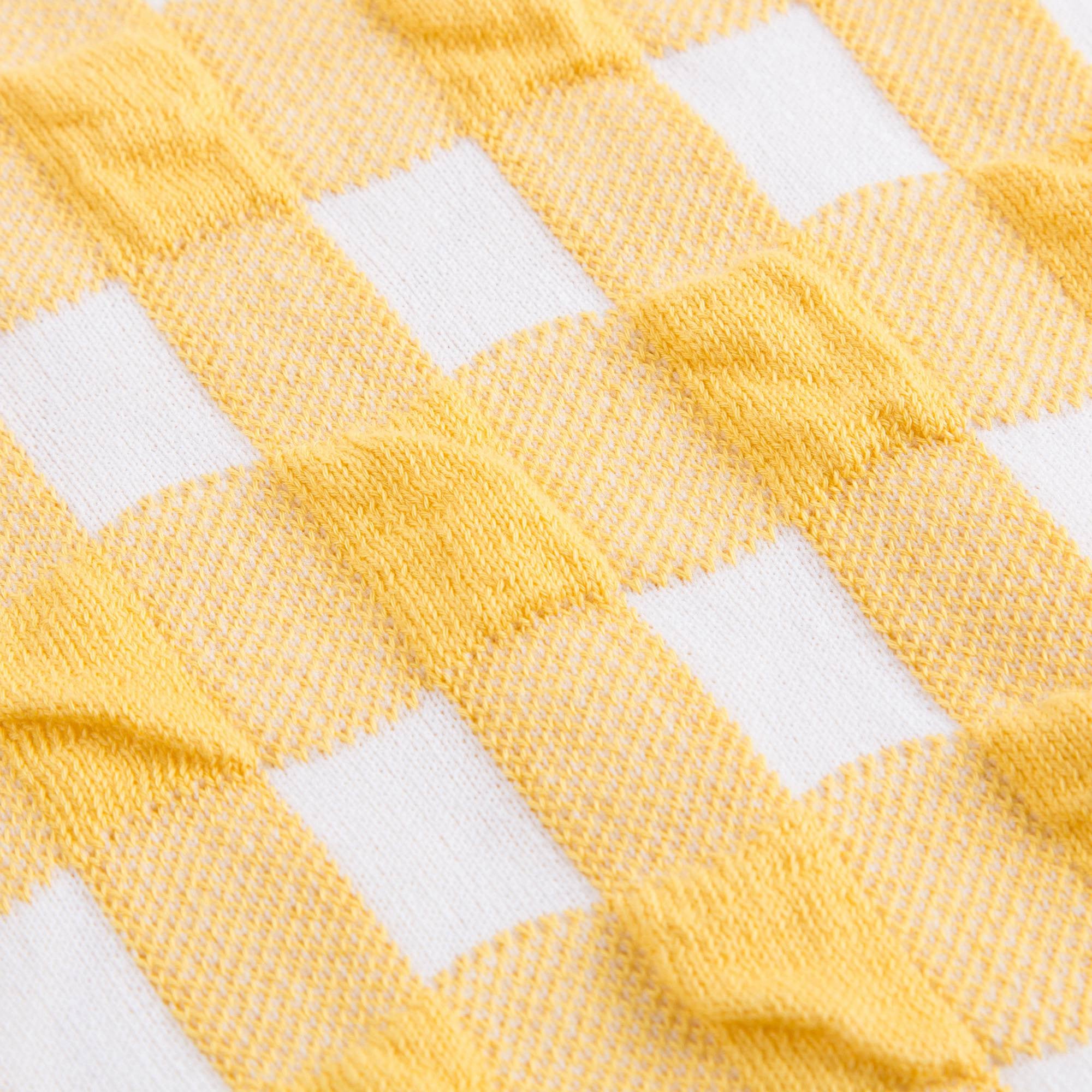 Girls Yellow Checked Knitted Sweater