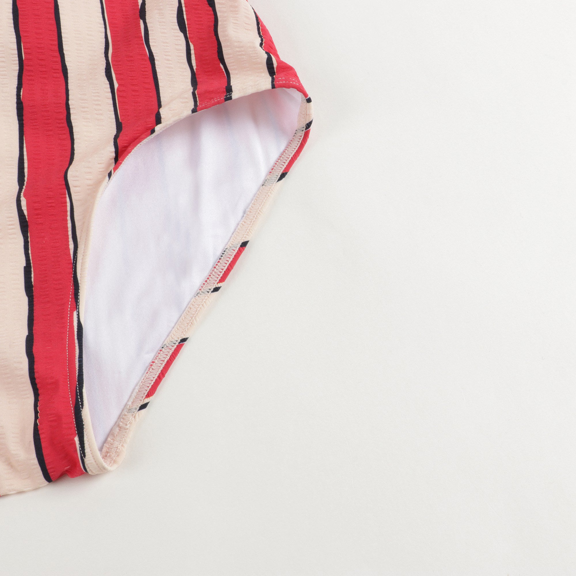 Girls Red/Pink Stripe Swimwear