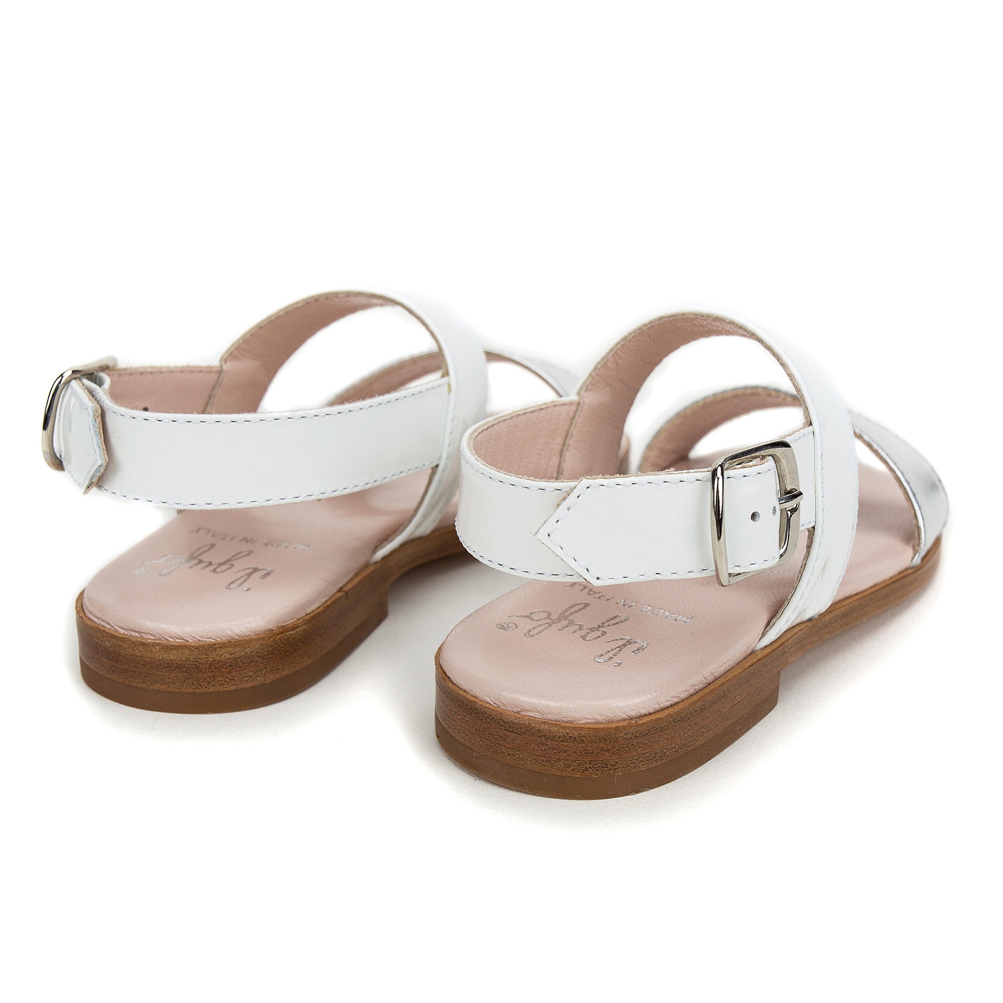 Girls White&Silver Velcro Tape Sandals