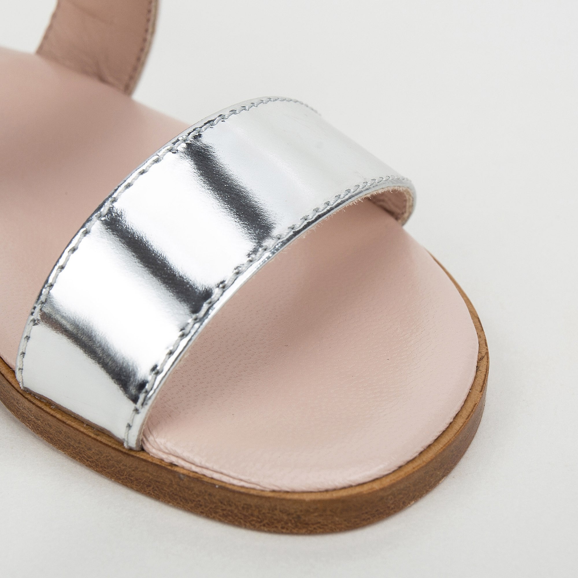 Girls White&Silver Velcro Tape Sandals