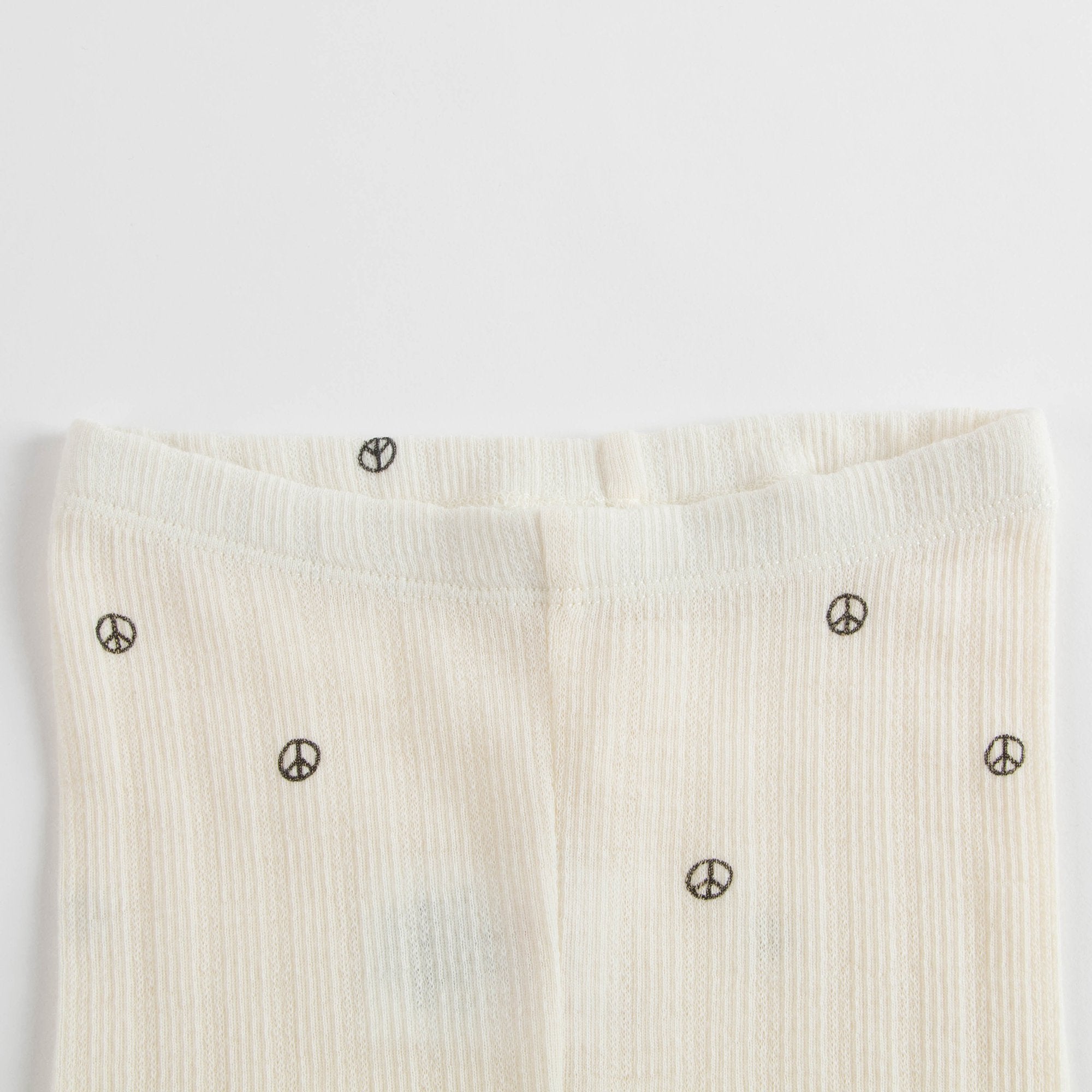 Girls Off White Organic Merino Wool Leggings