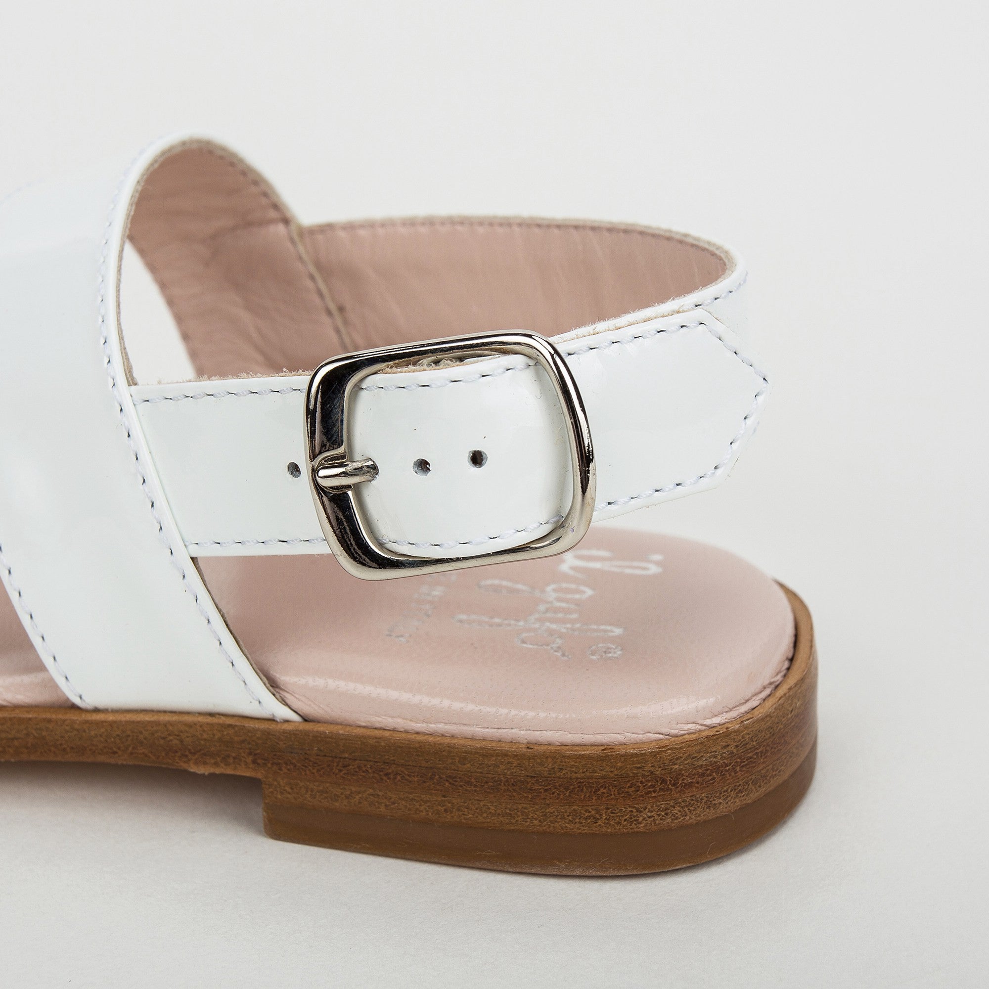 Girls White&Silver Velcro Tape Sandals