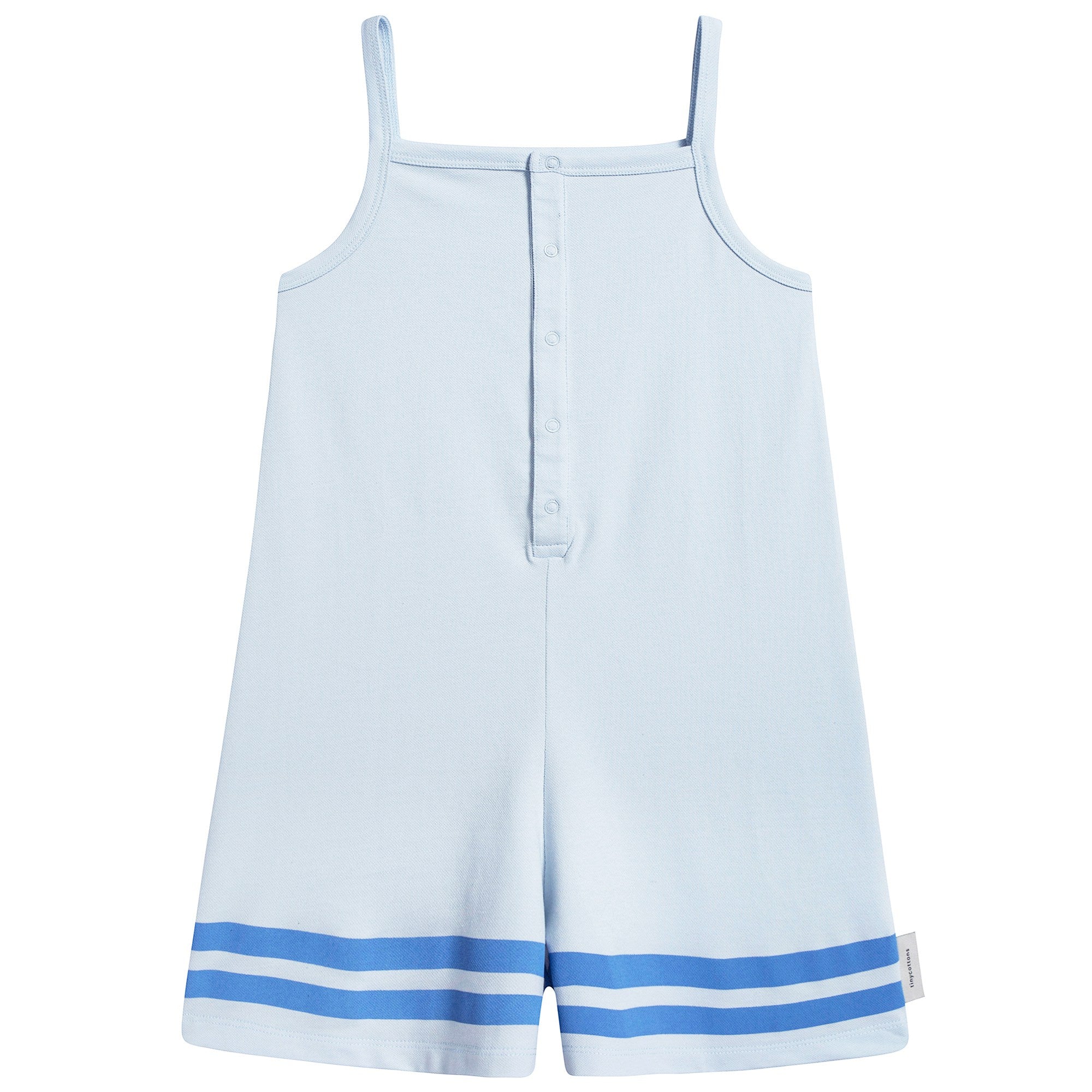 Girls Light Blue Pima  Cotton Rompers