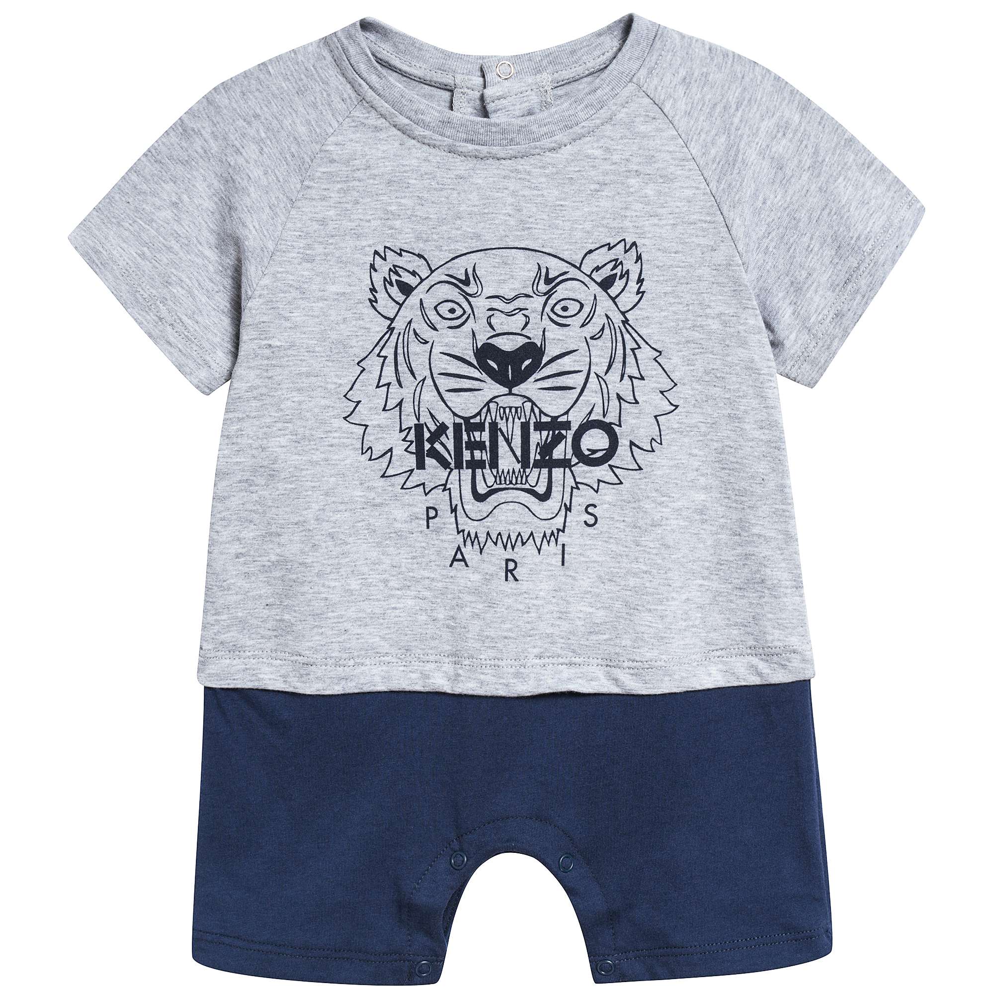 Baby Boys Marl Grey Cotton Babysuit