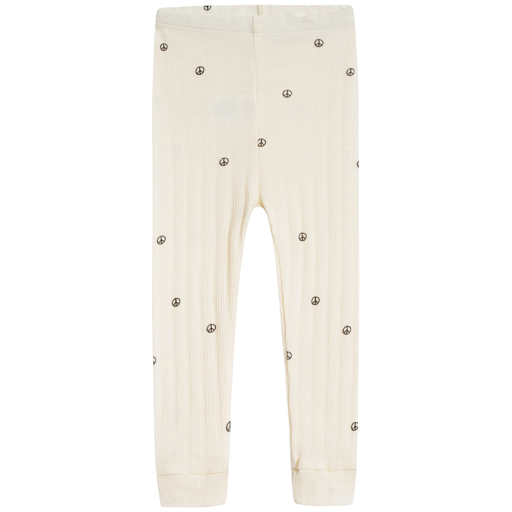 Girls Off White Organic Merino Wool Leggings