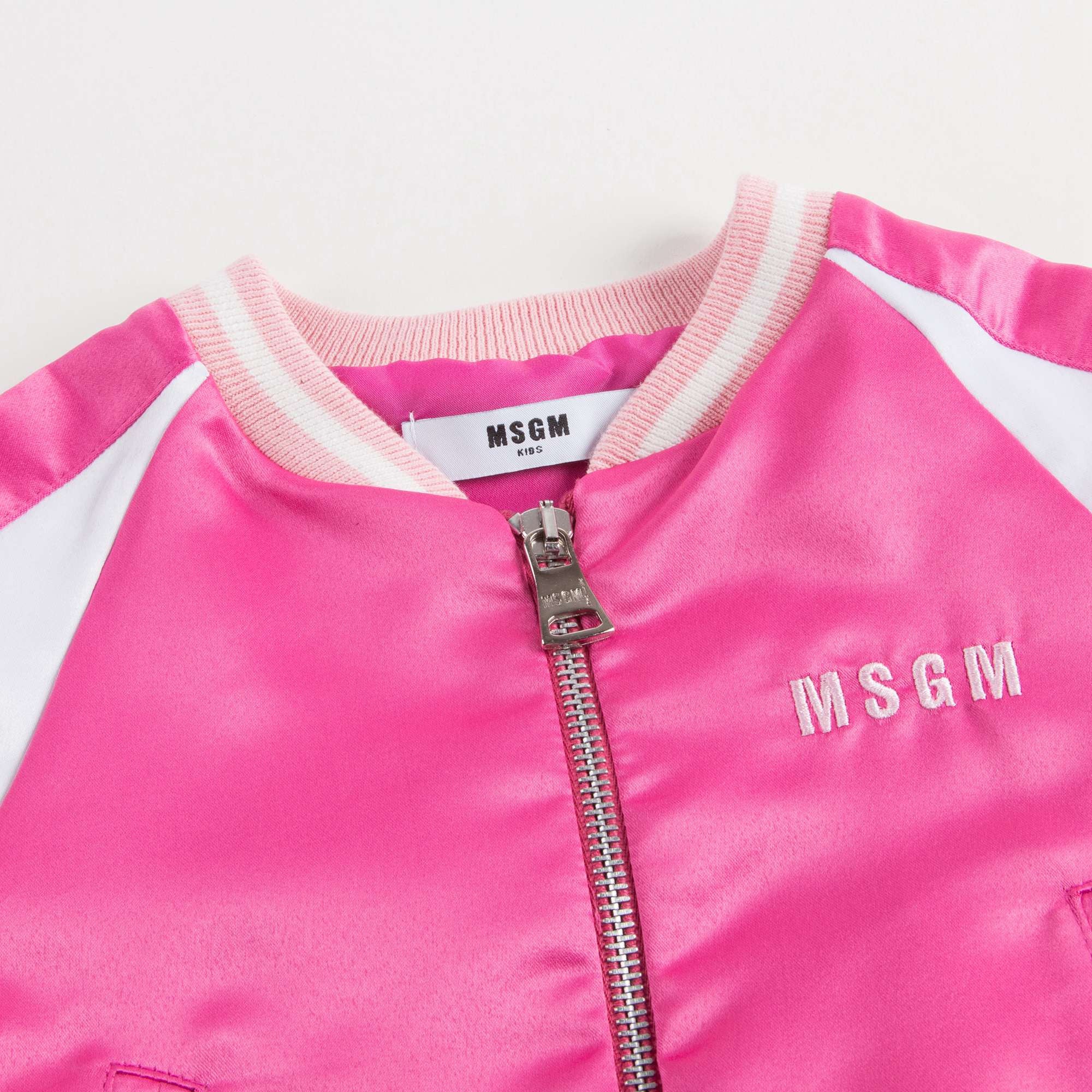 Girls White & Pink Logo Jacket