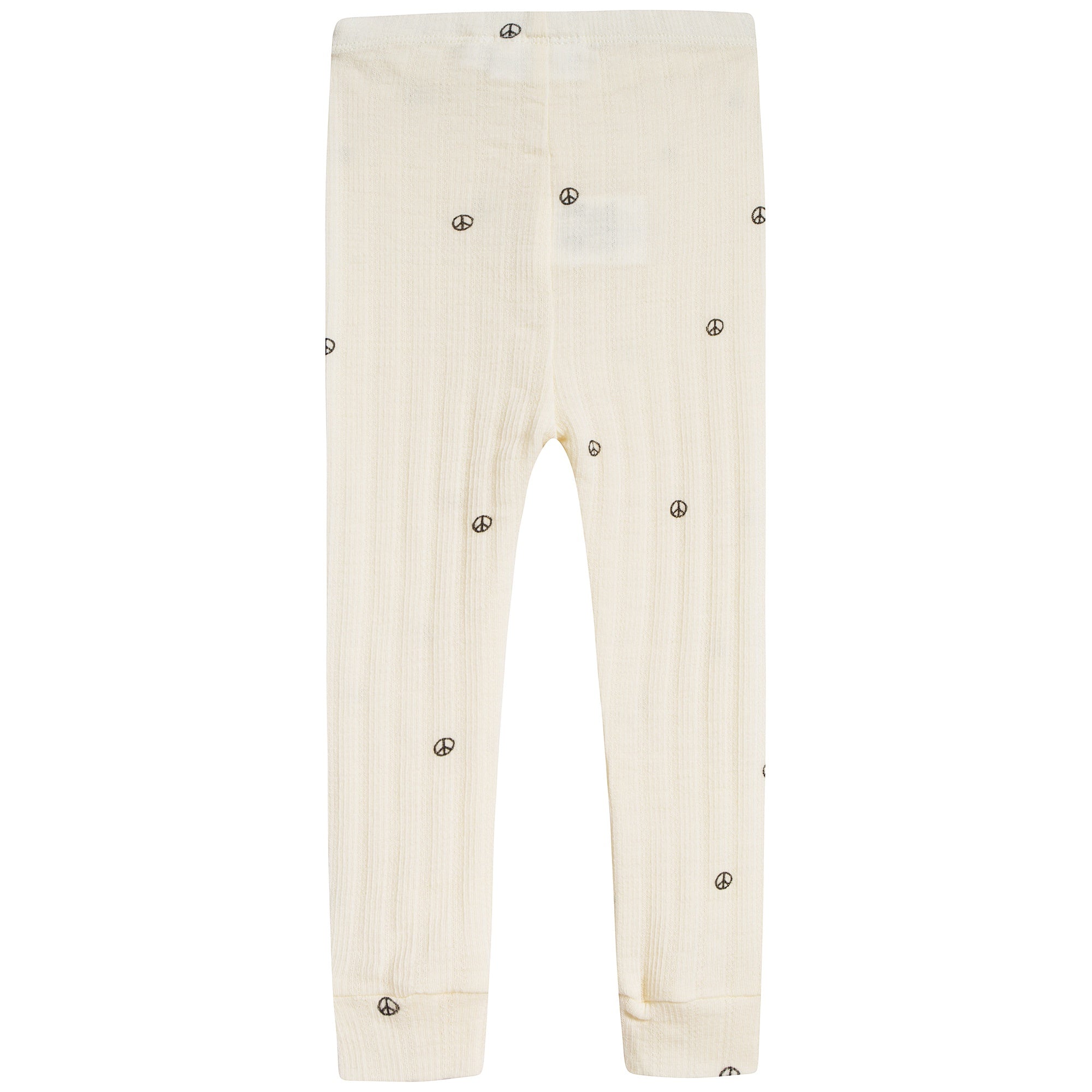 Girls Off White Organic Merino Wool Leggings