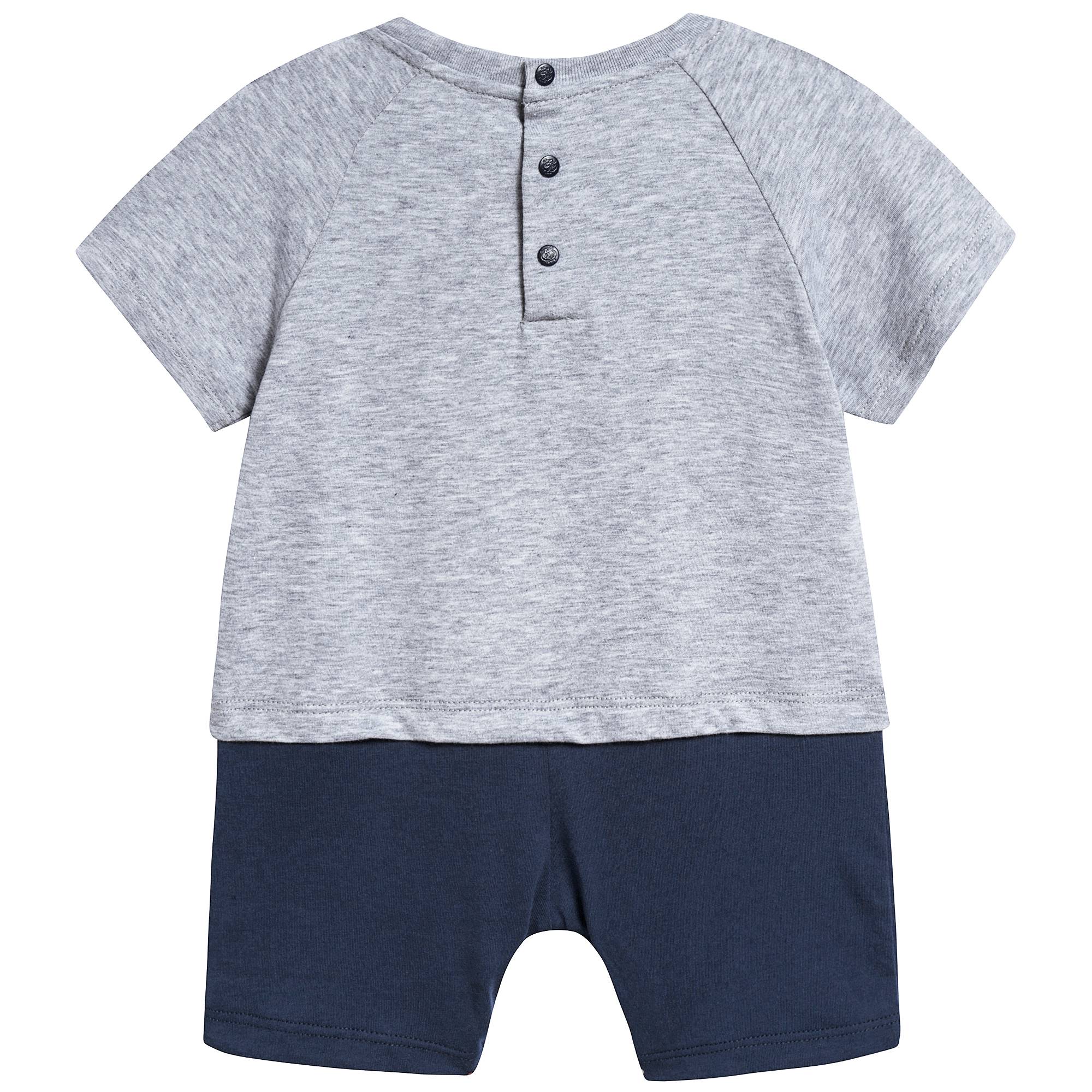 Baby Boys Marl Grey Cotton Babysuit