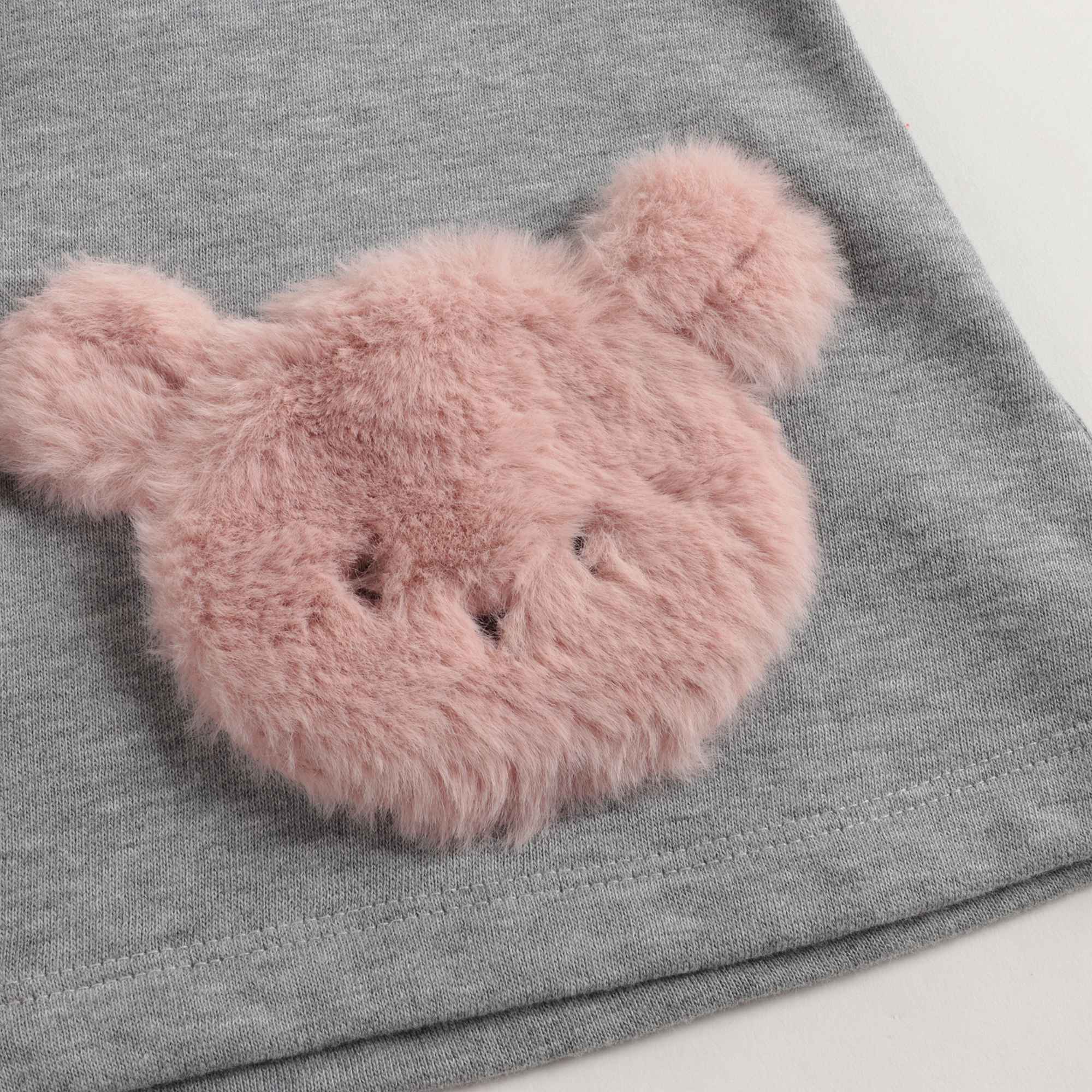 Baby Girls Grey Bear Cotton Two Piece Set