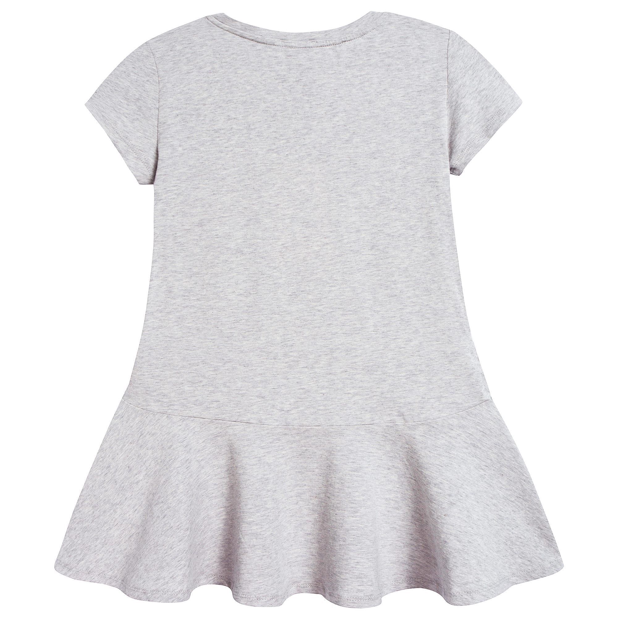 Girls Marl Grey Cotton Printed Dress