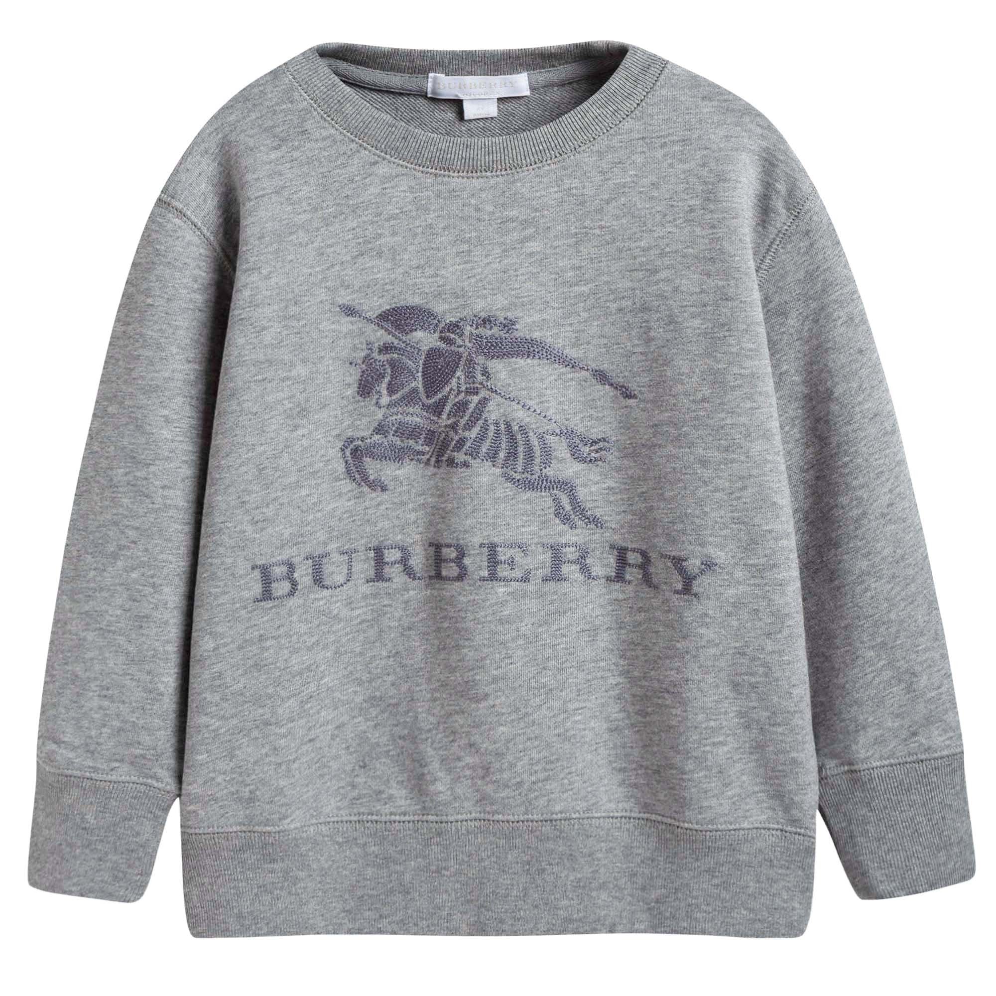 Boys Grey Embroidered Cotton Jersey Sweatshirt