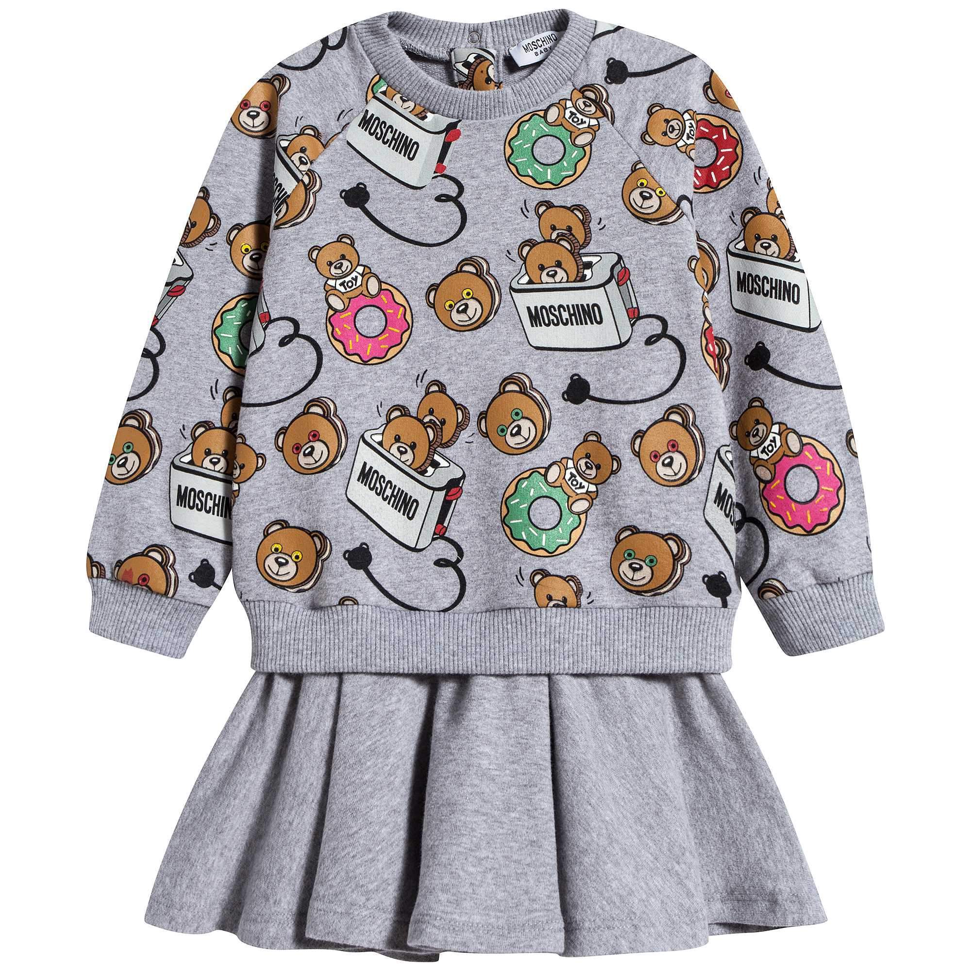 Baby Girls Melange Grey Cotton Dress
