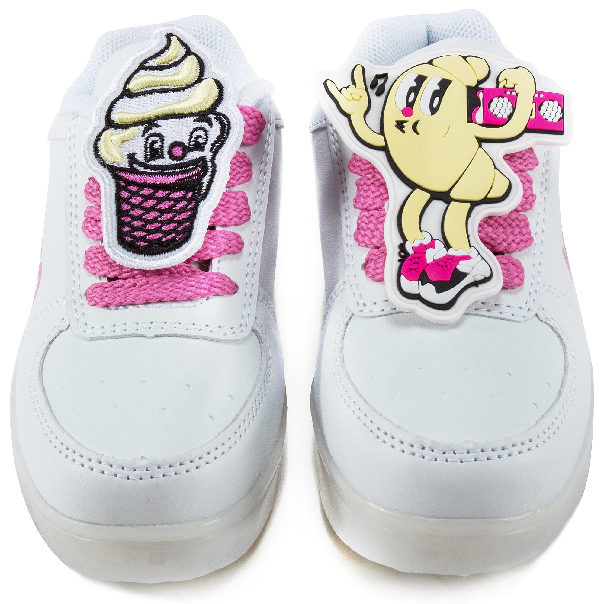 Girls White Flashing Sneakers