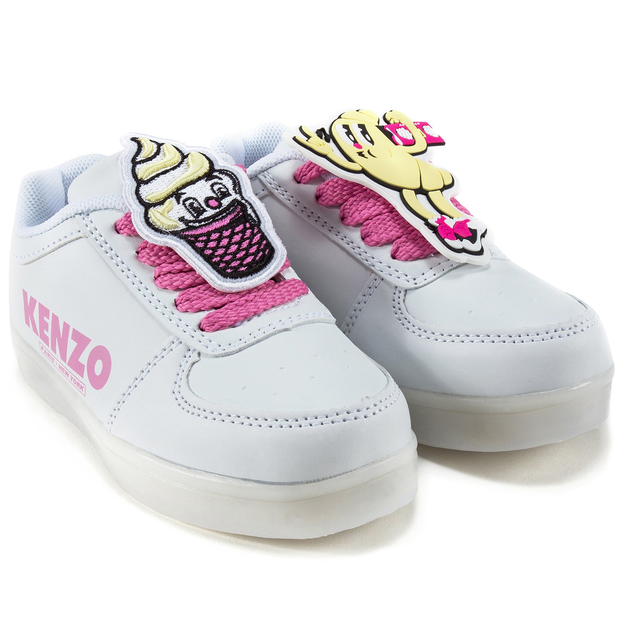 Girls White Flashing Sneakers