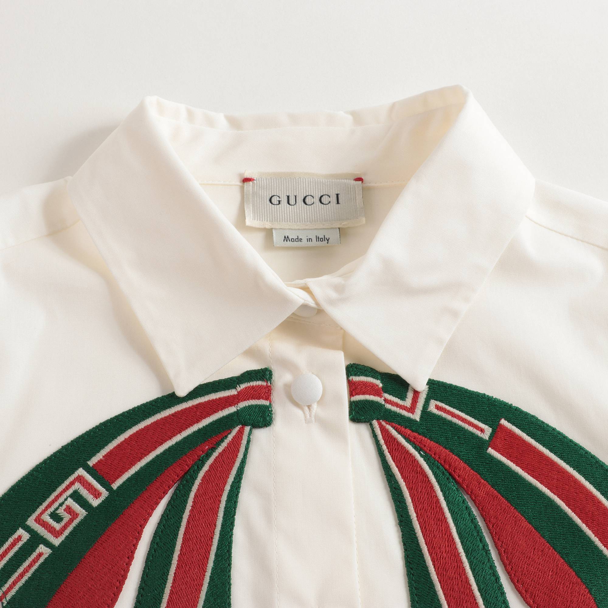 Girls Ivory Embroidered Cotton Shirt